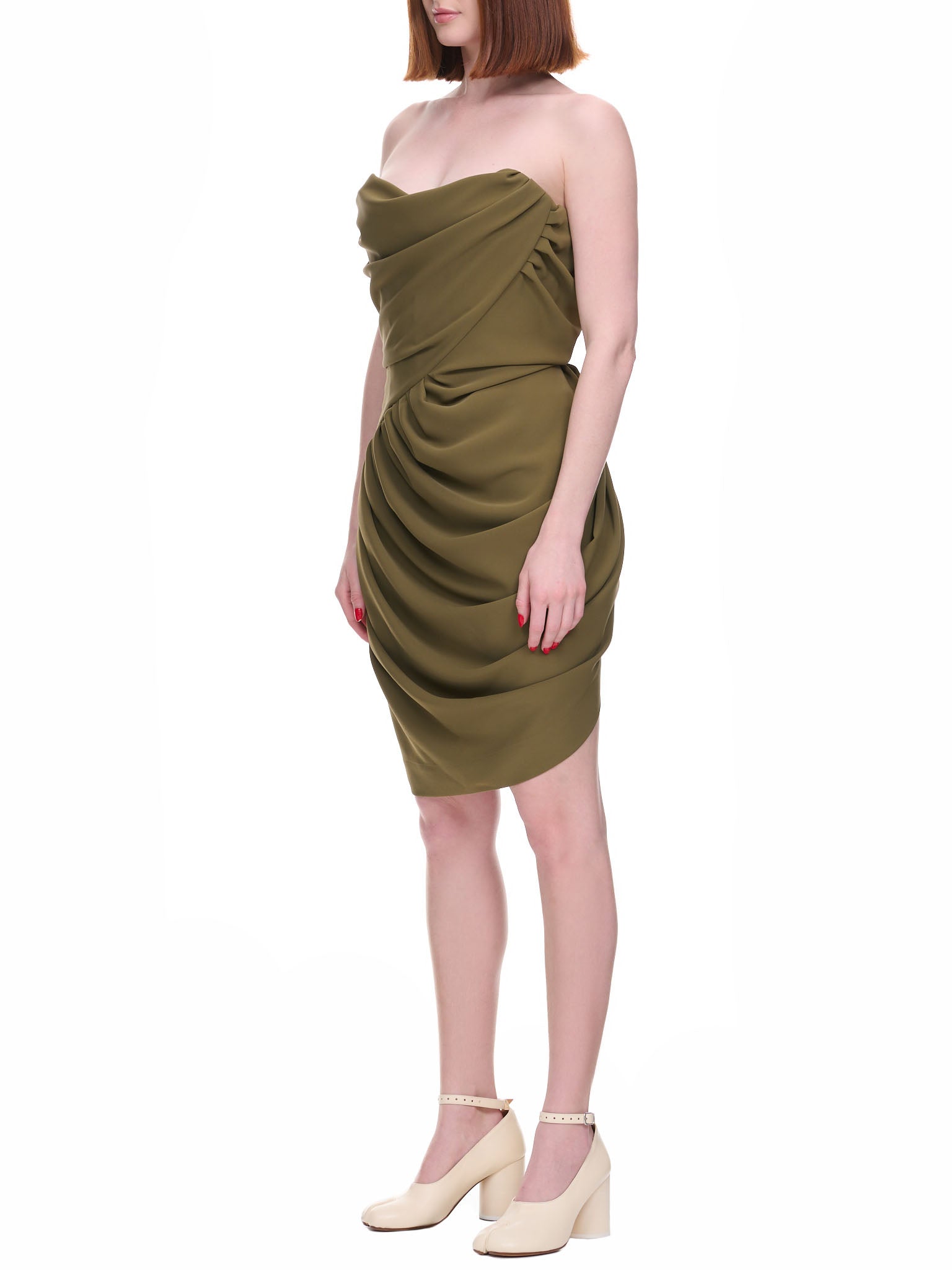 Pointed Corset Dress (1101031X-W00FC-SW-M402-OLIVE) Pointed Corset Dress (1101031X-W00FC-SW-M402-OLIVE)