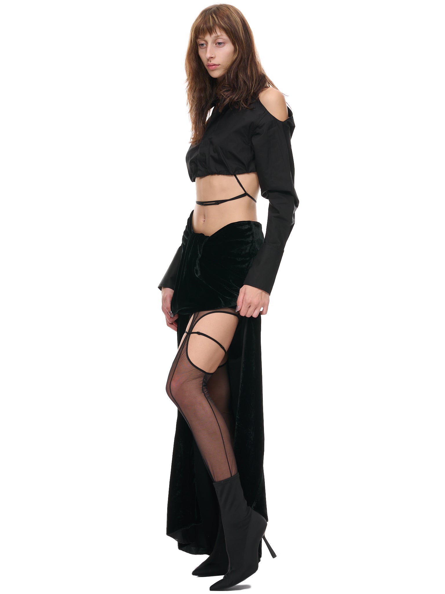 Shoulder Cut-Out Shirt (SHT013-BLACK)