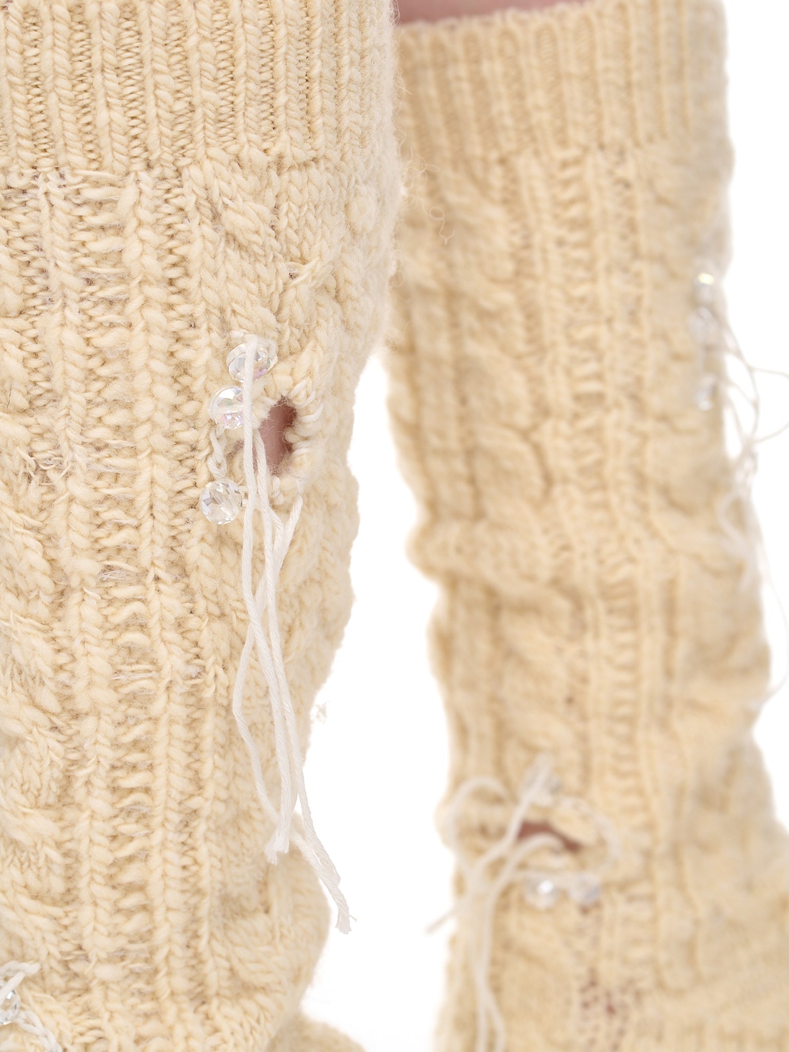 Distressed Sock Boots (SHOE000643-CREAM-BEIGE)