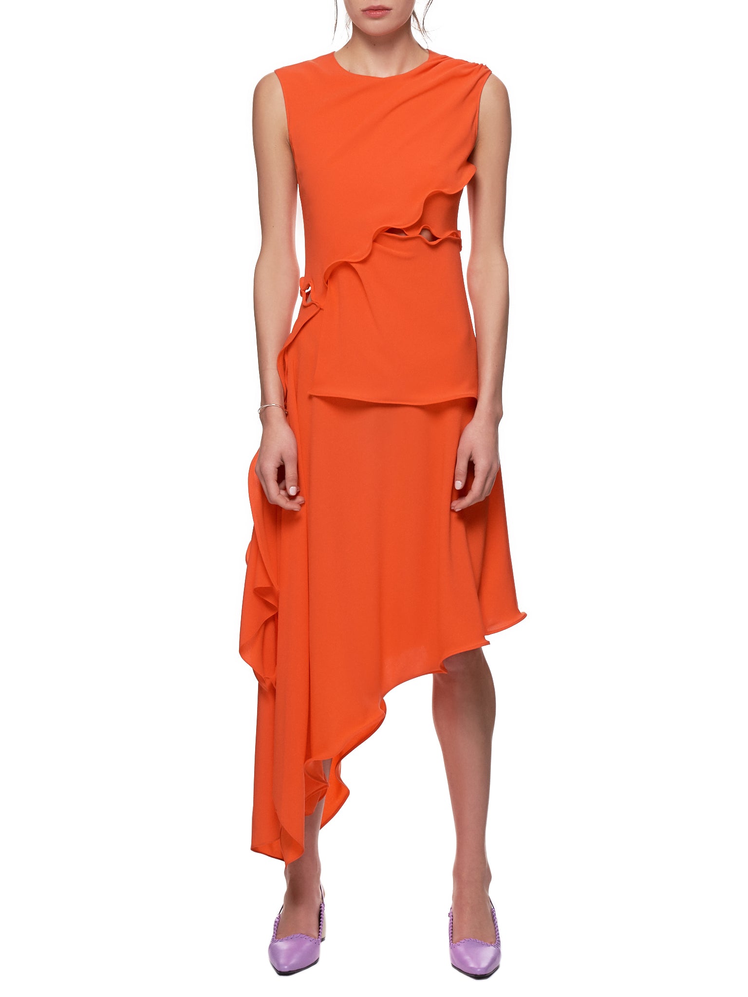Asymmetrical Dress (11SP5142-BLOOD-ORANGE)