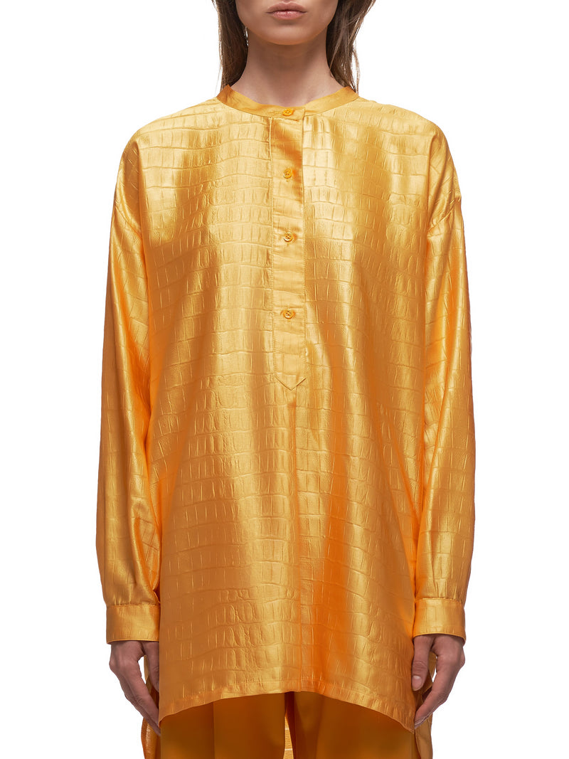 Satin Azra Embossed Tunic Shirt (16IA3108-APRICOT)