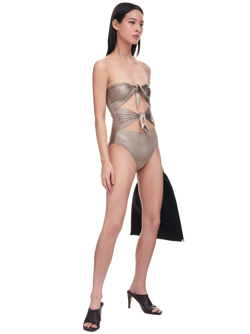 Maryam Nassir Zadeh Deia Front Tie One Piece | H. Lorenzo  -styled