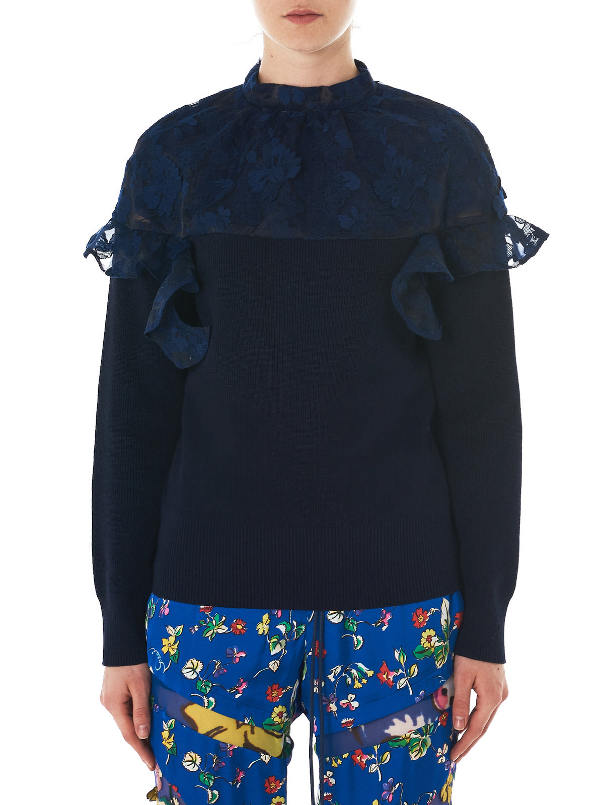 Sacai Floral Sweatshirt - Hlorenzo Front