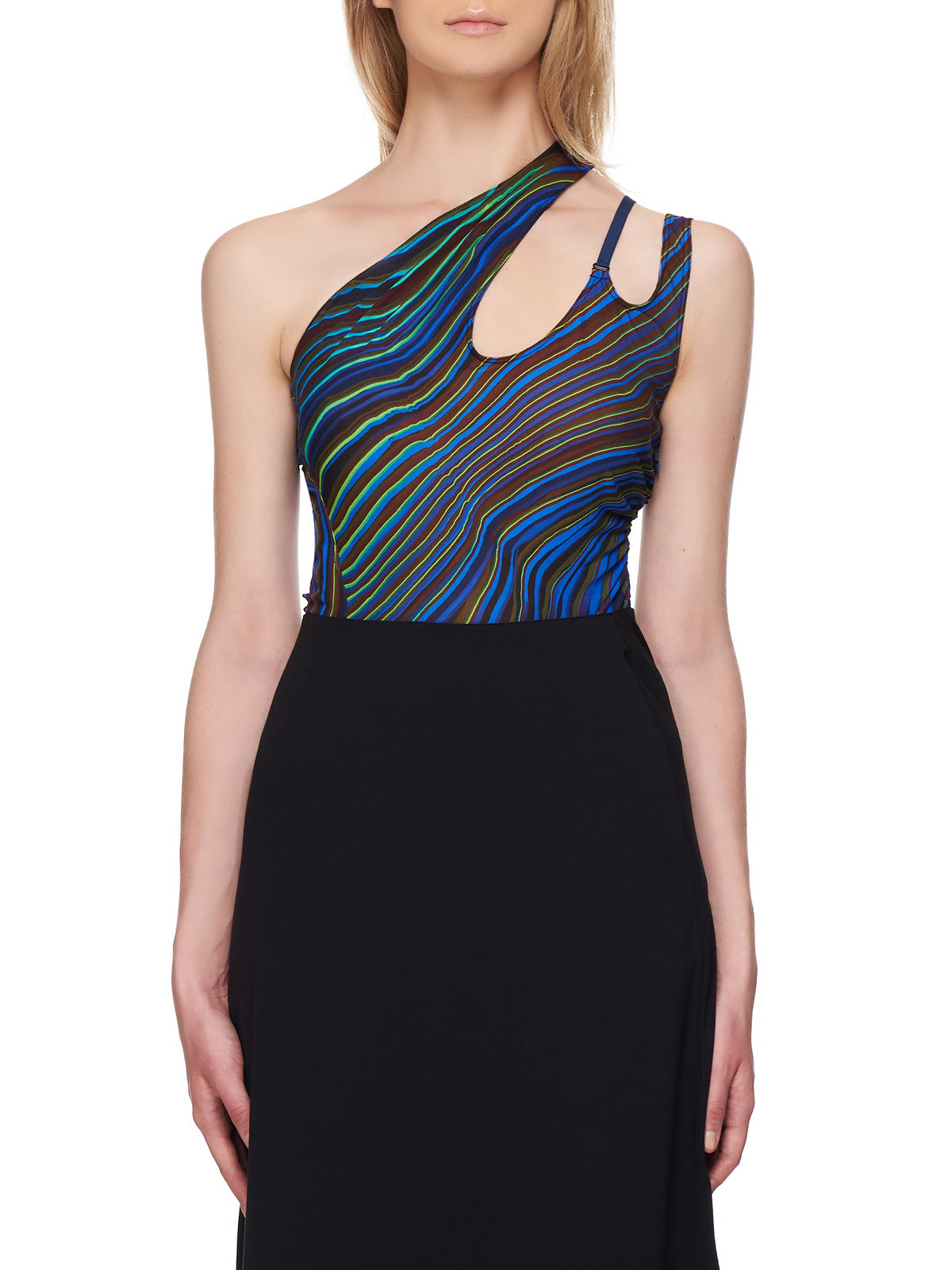 Mugler Printed Asymmetric Bodysuit | H. Lorenzo - front