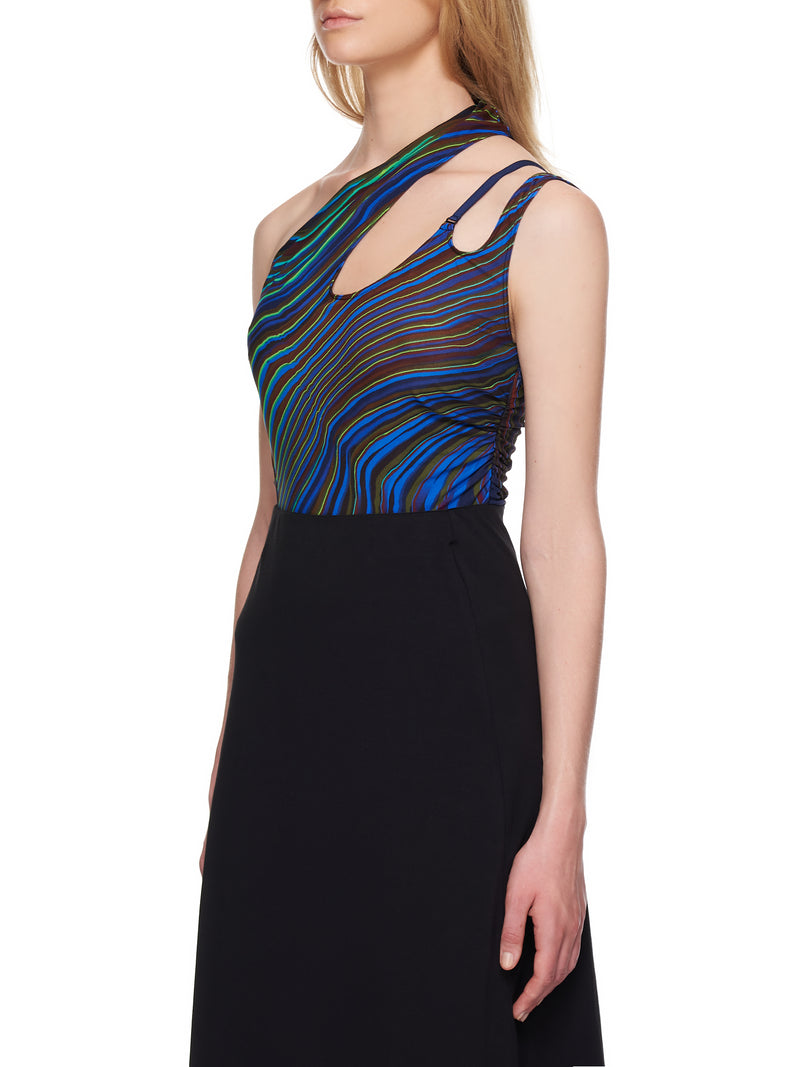 Mugler Printed Asymmetric Bodysuit | H. Lorenzo - side 