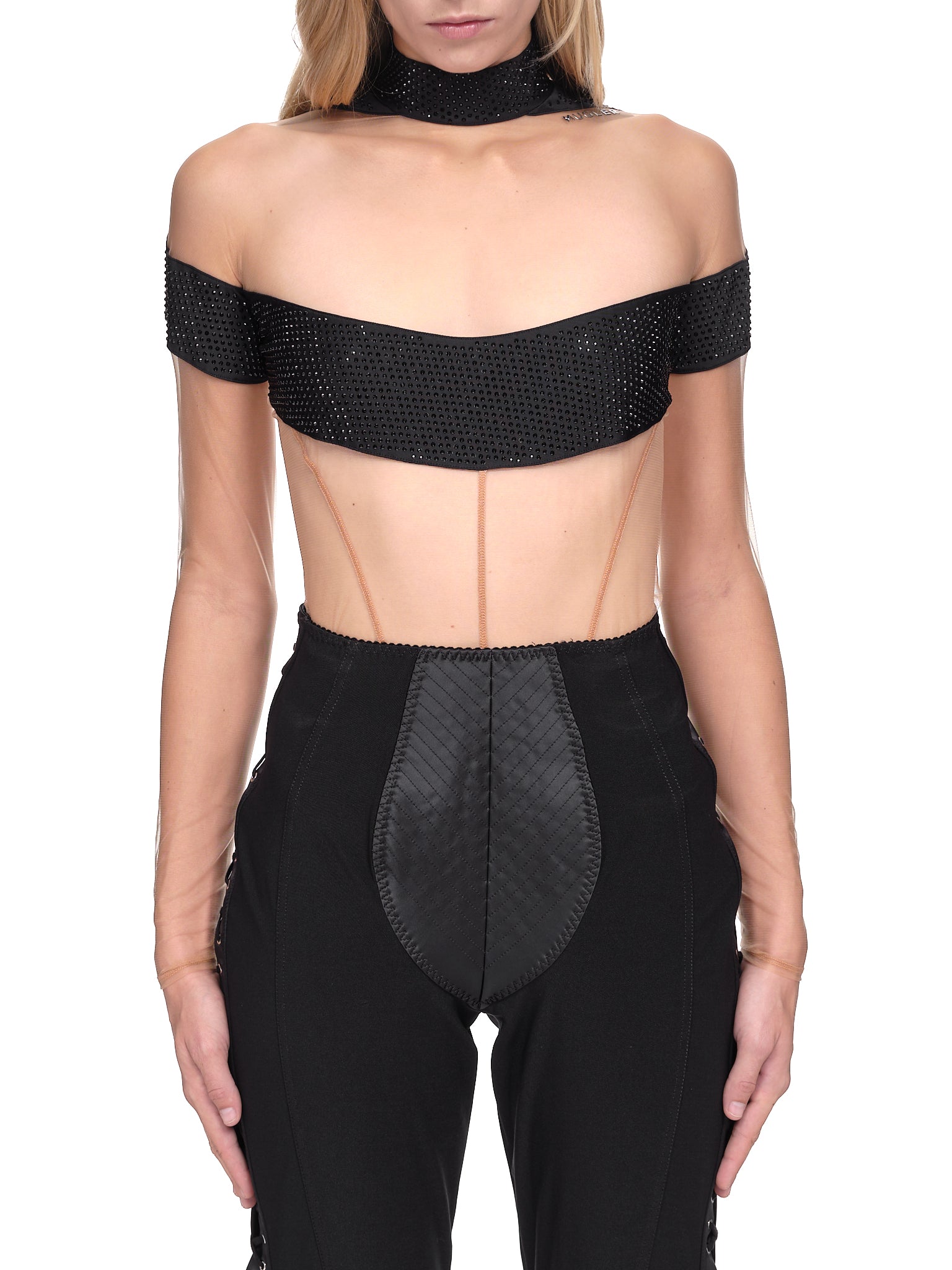 Illusion Neckline Bodysuit (1BO0148749-BLACK)