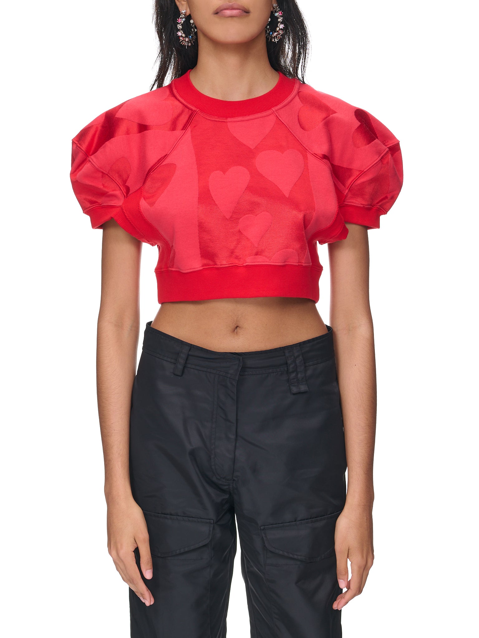 Cropped Hearts Top (1I010007-J0047-G0-H202-RED-HEA)