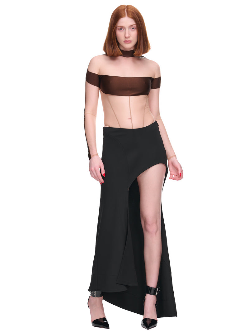 Asymmetric Fluid Skirt (1JU0501680-1999-BLACK)