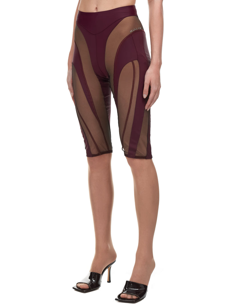 Mugler Sheer Panel Spiral Shorts | H. Lorenzo - side 