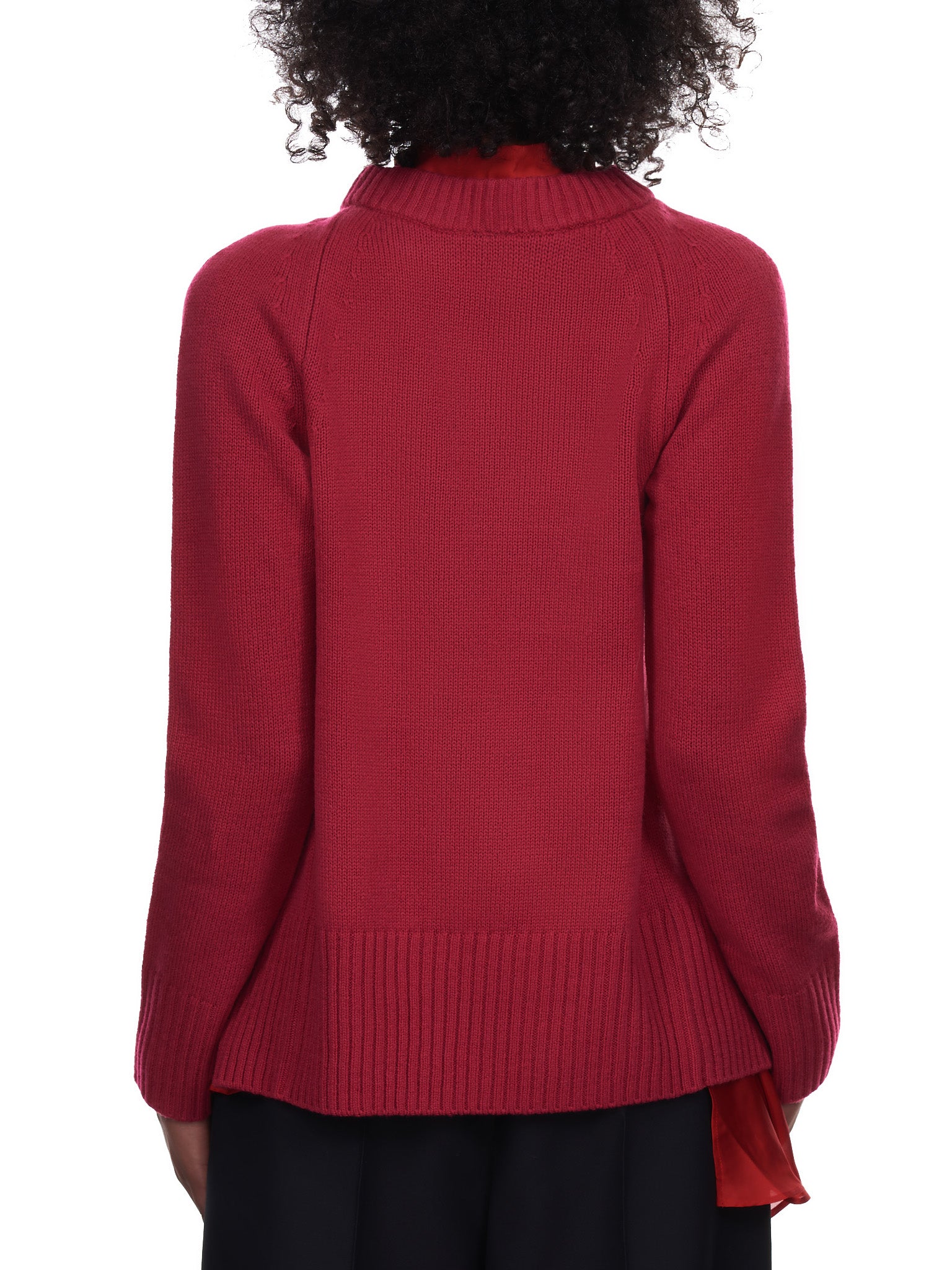 Wool Knit X Satin Sweater (21-05831-PINK-RED)
