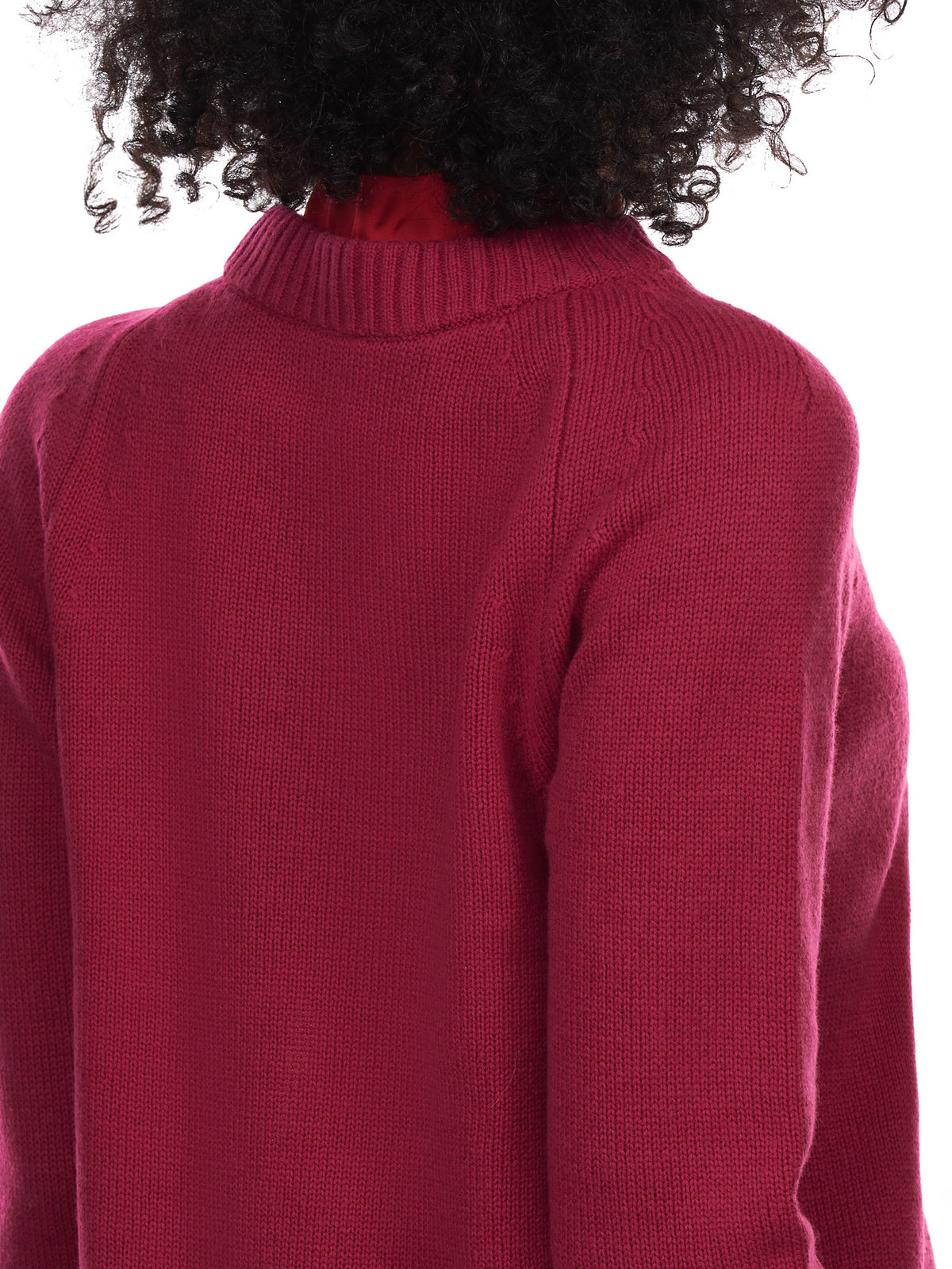 Wool Knit X Satin Sweater (21-05831-PINK-RED)