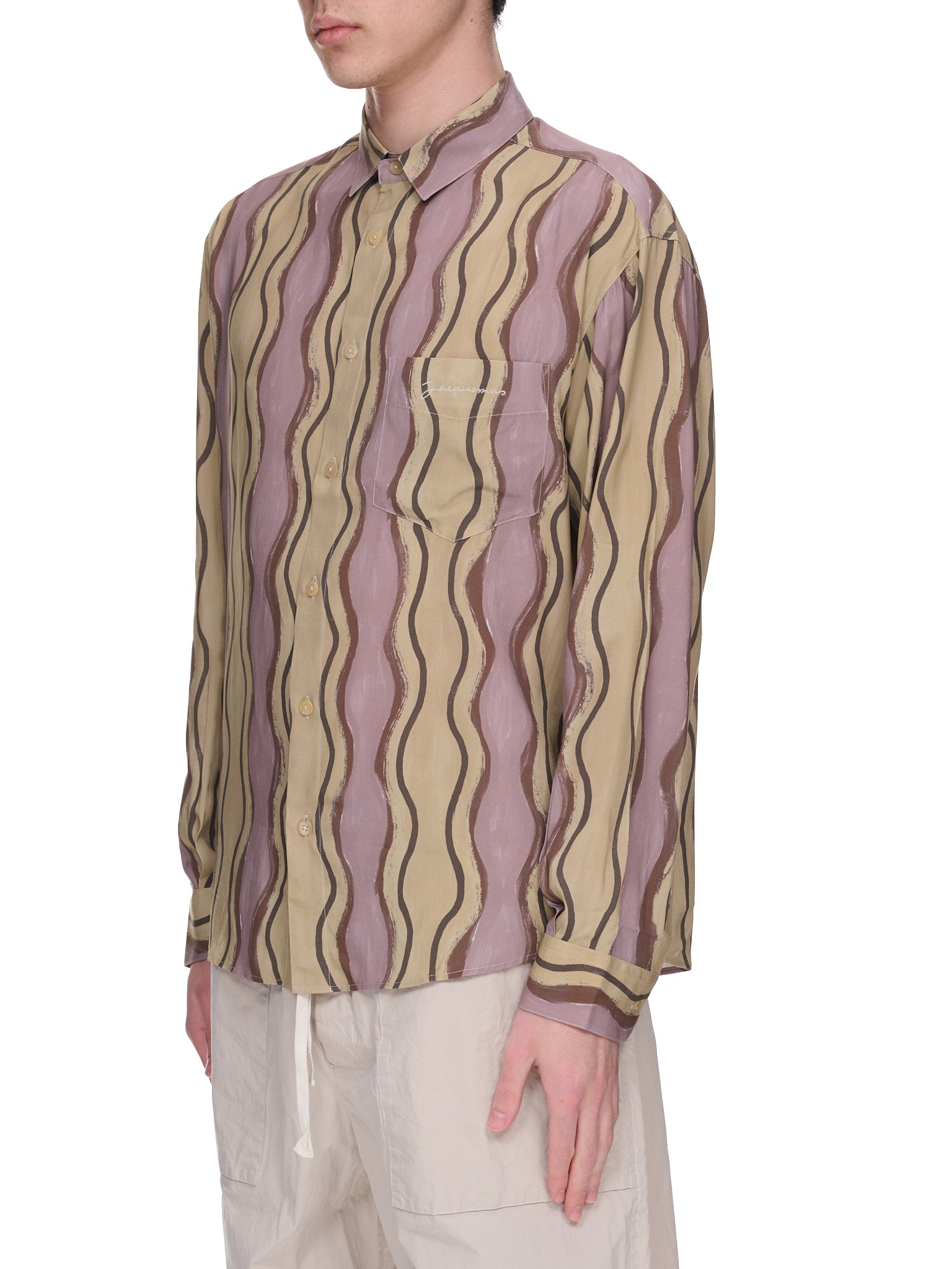 La Chemise Simon (216SH001-1002-PRINT-BROWN-WAVE)