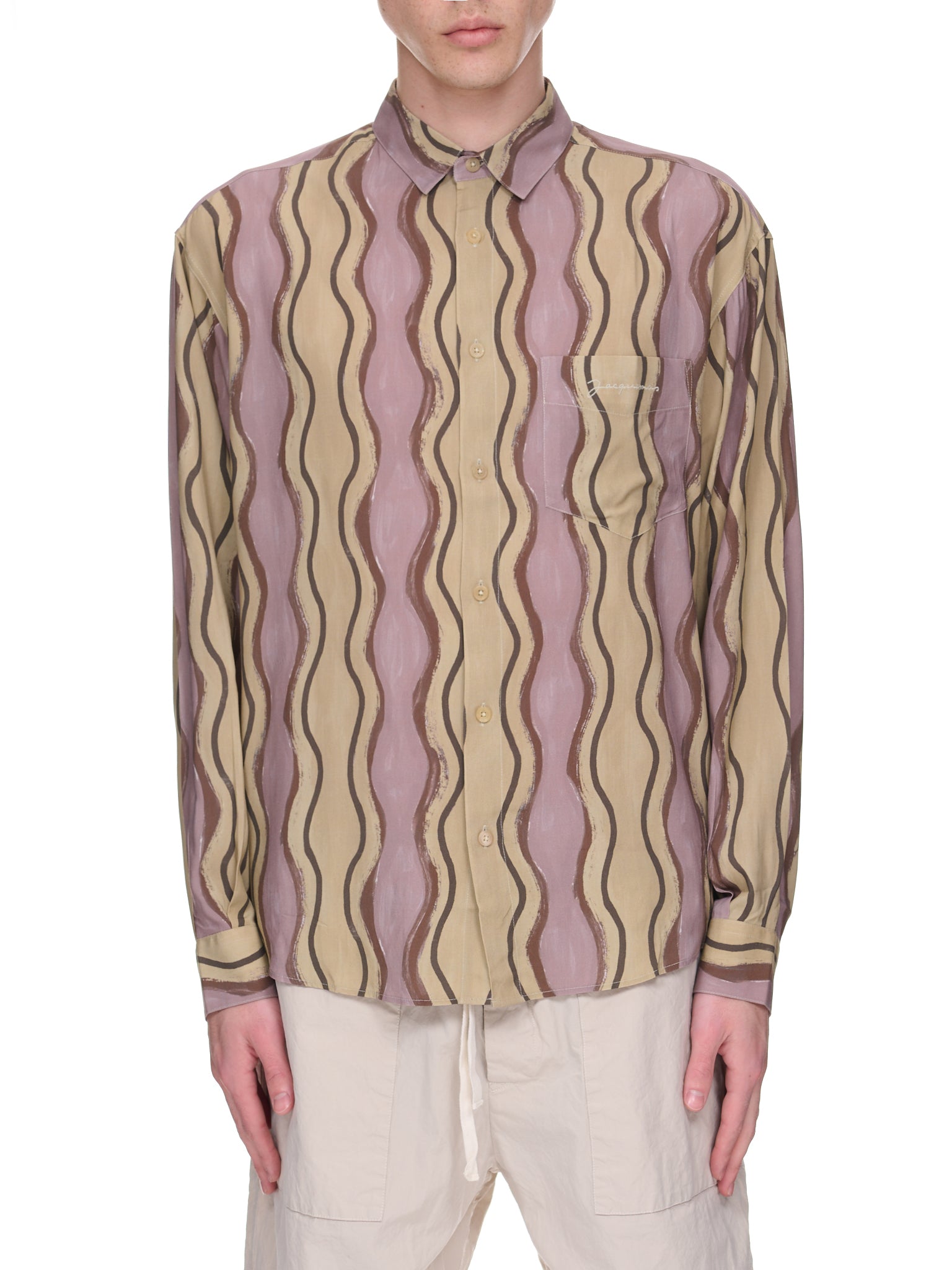 La Chemise Simon (216SH001-1002-PRINT-BROWN-WAVE)
