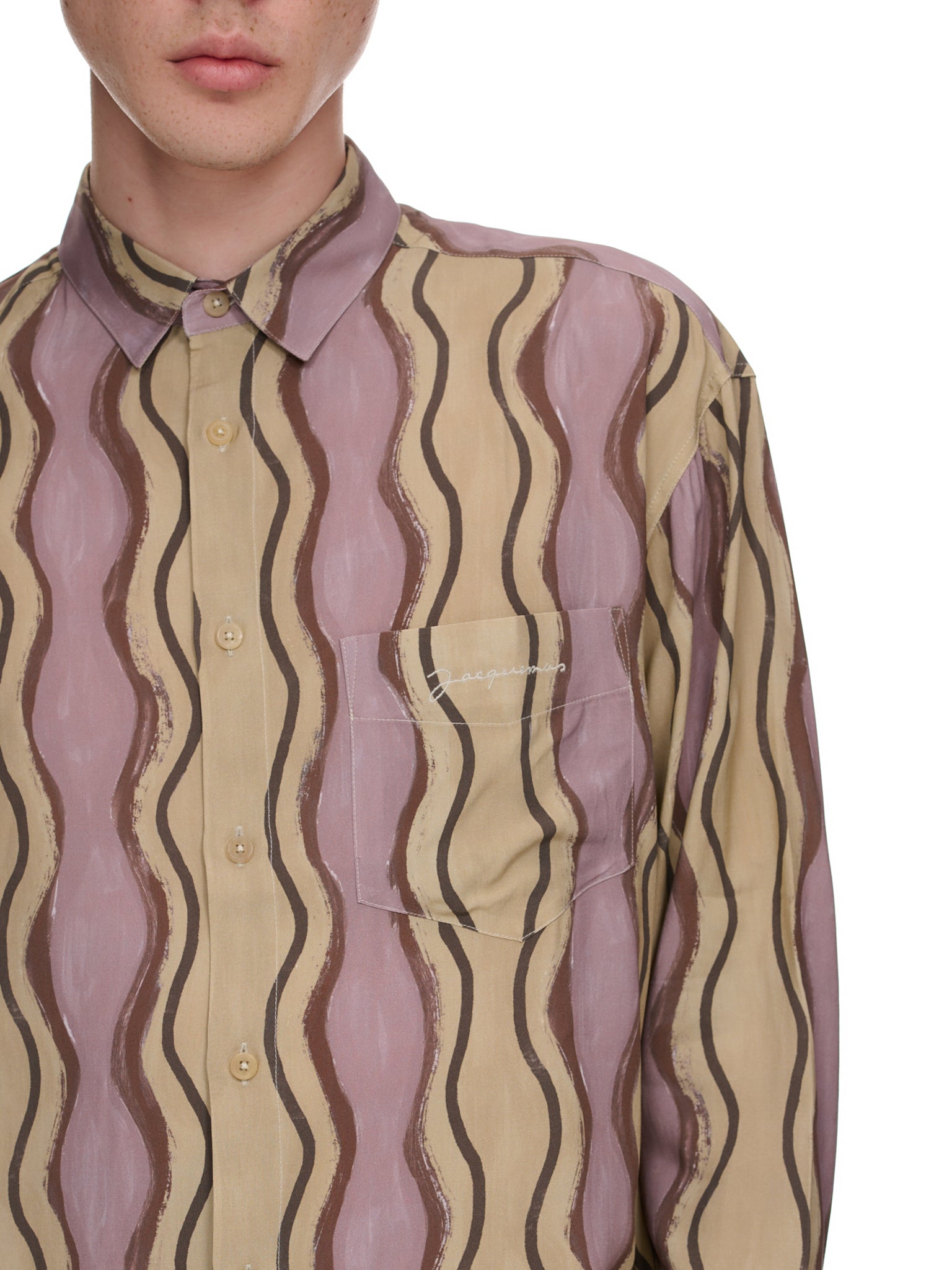 La Chemise Simon (216SH001-1002-PRINT-BROWN-WAVE)
