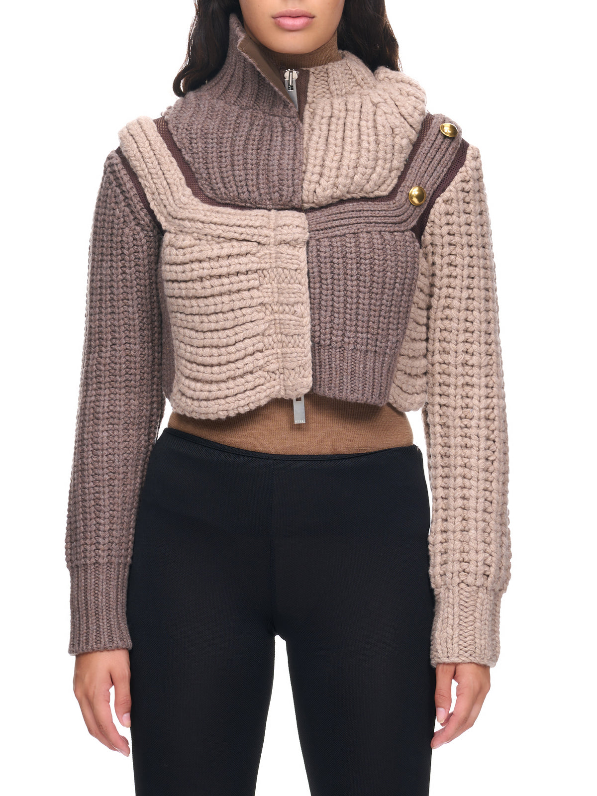 Patchwork Knit Pullover (22-06232-627-LIGHT-BROWN)