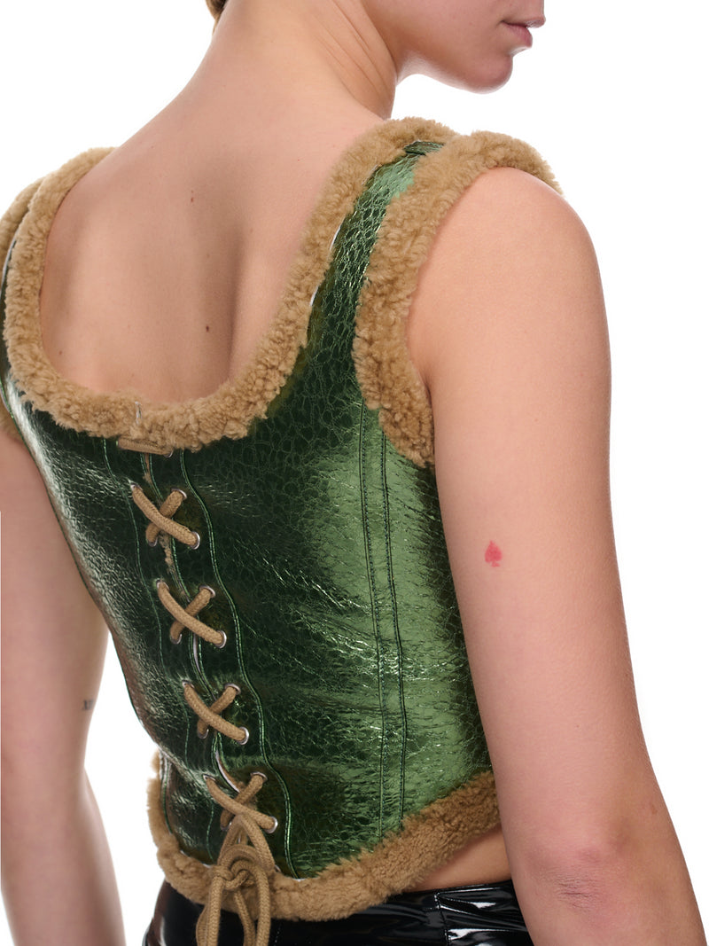 Laminated Black Corset (22-09-F-ST008-L500-BEIGE-GREEN)