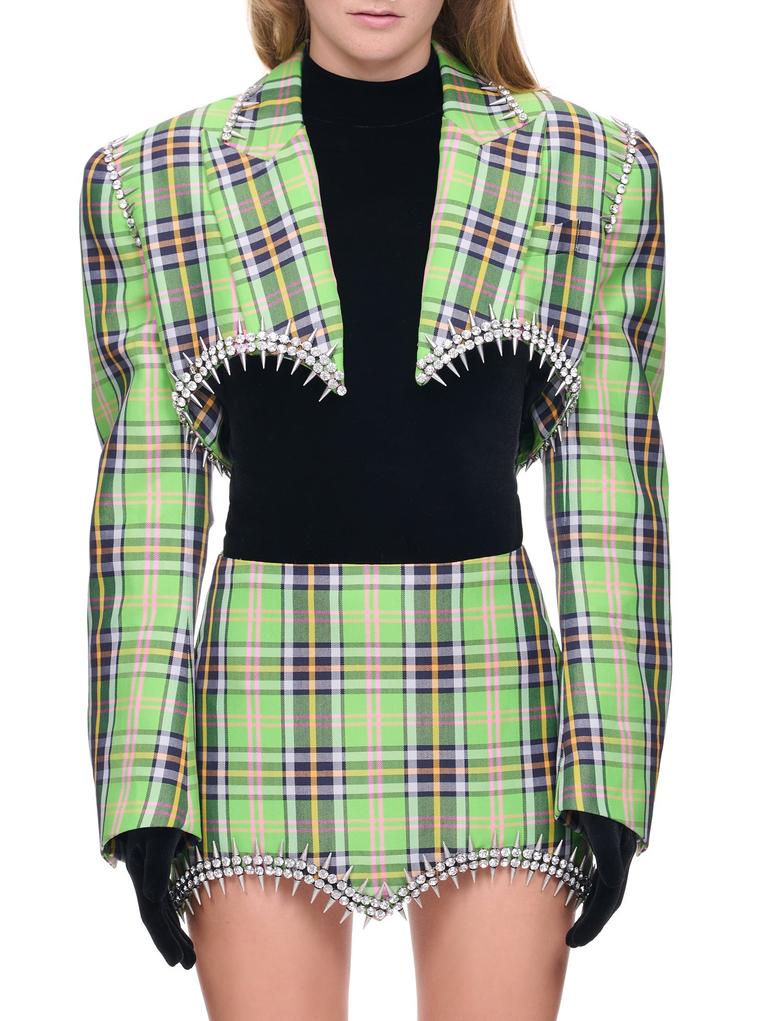 Sequin Plaid Blazer