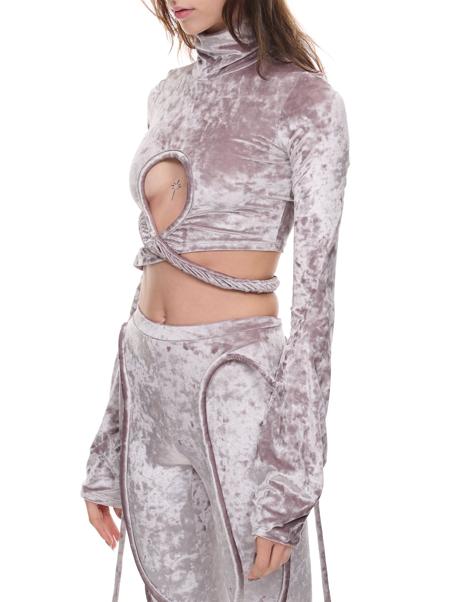 Velvet Wrap Loop Top (220401703-SILVER)