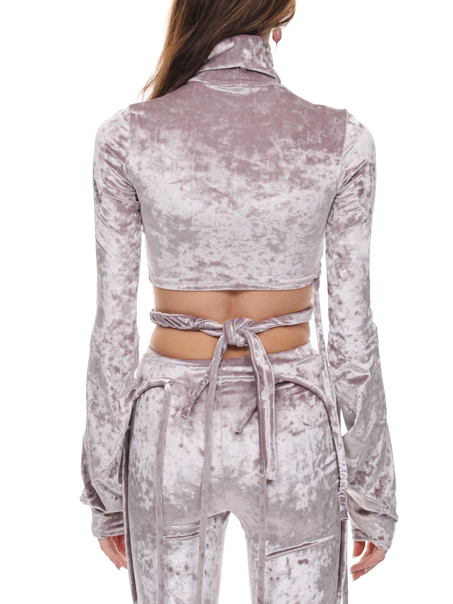 Velvet Wrap Loop Top (220401703-SILVER)