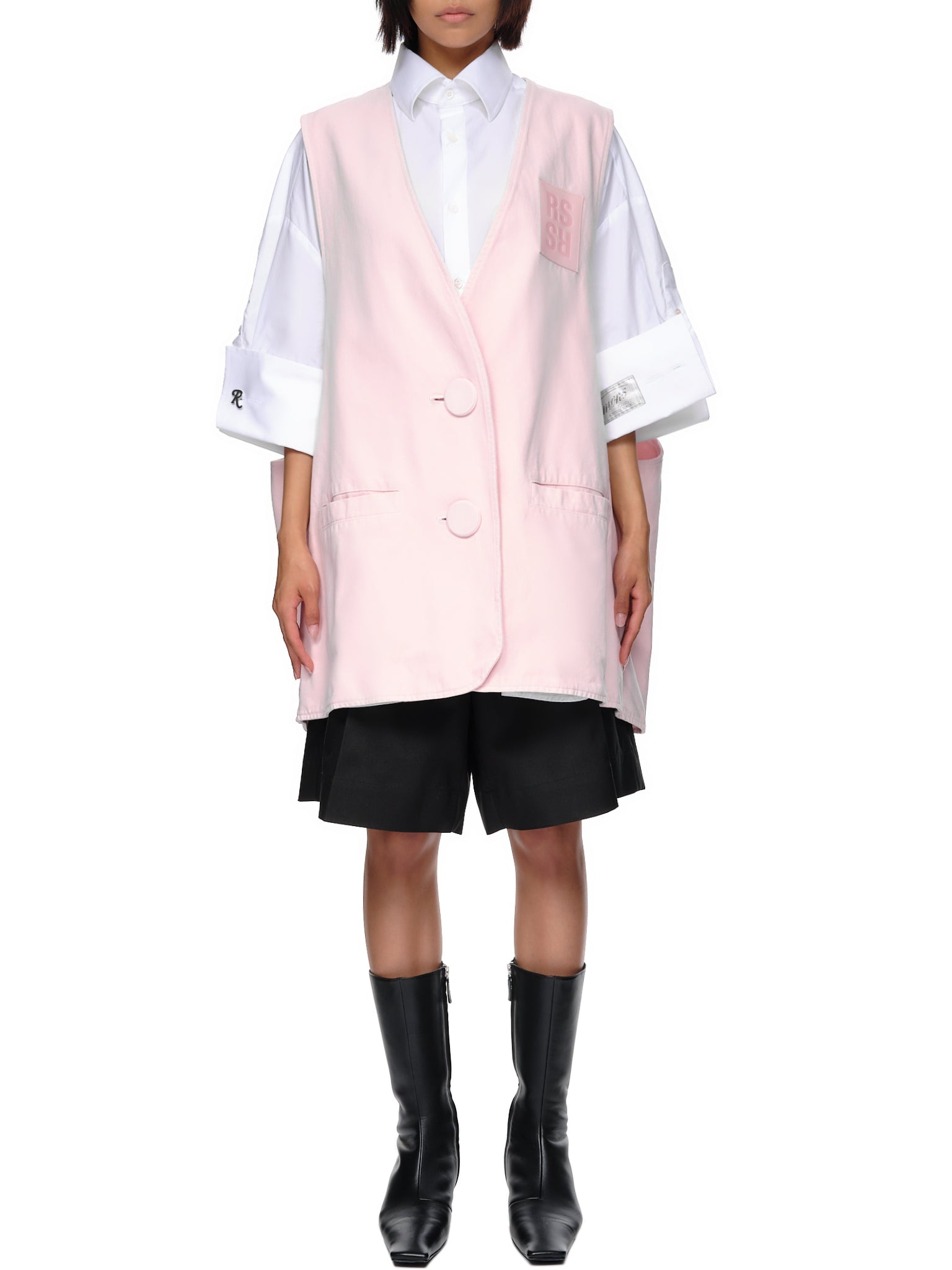 Denim Oversized Gilet (221-W663-10032-0034-LIGHT-PINK)