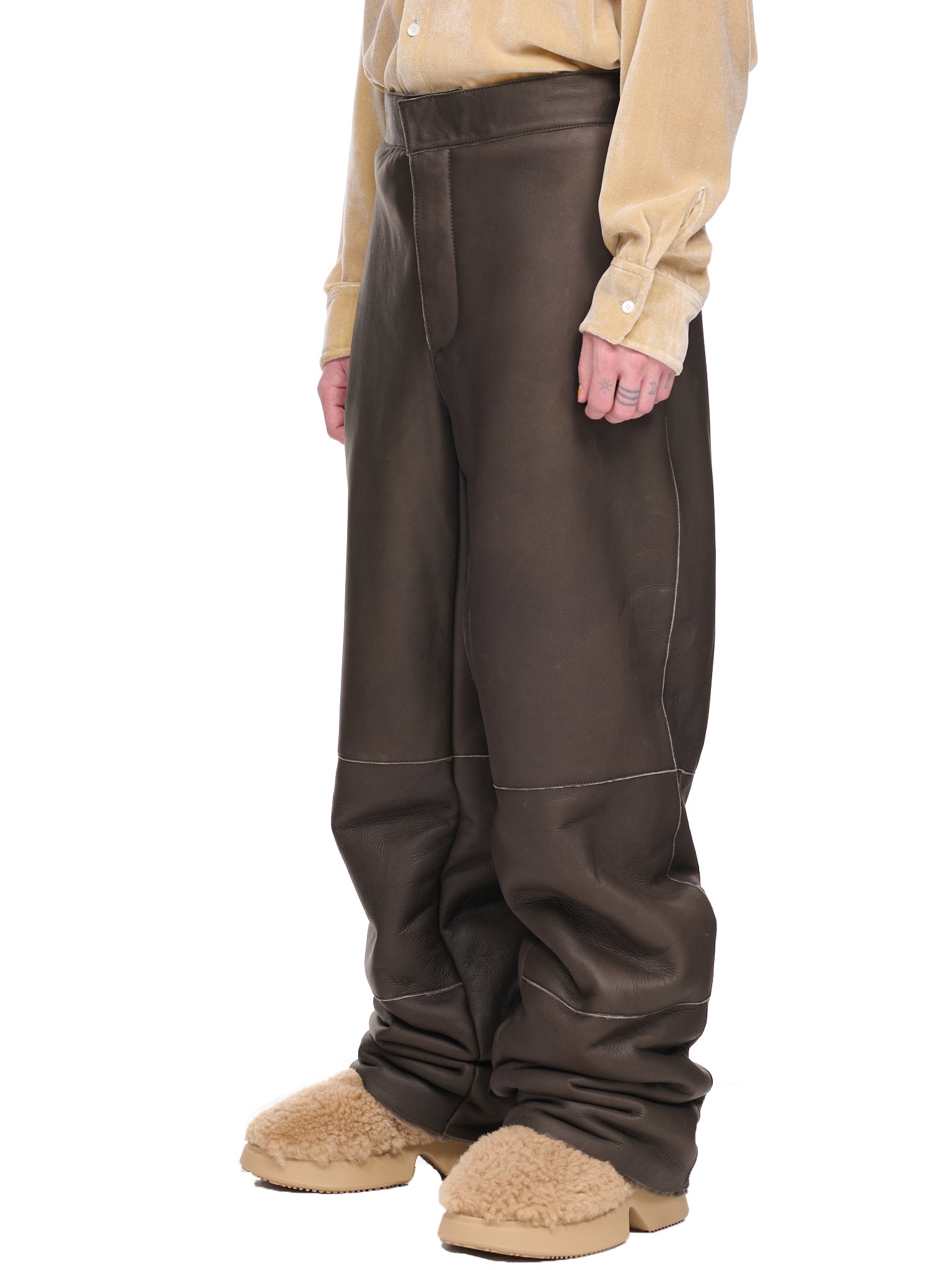 Le Pantalon En Cuir (226PA030-1110-DARK-KHAKI)