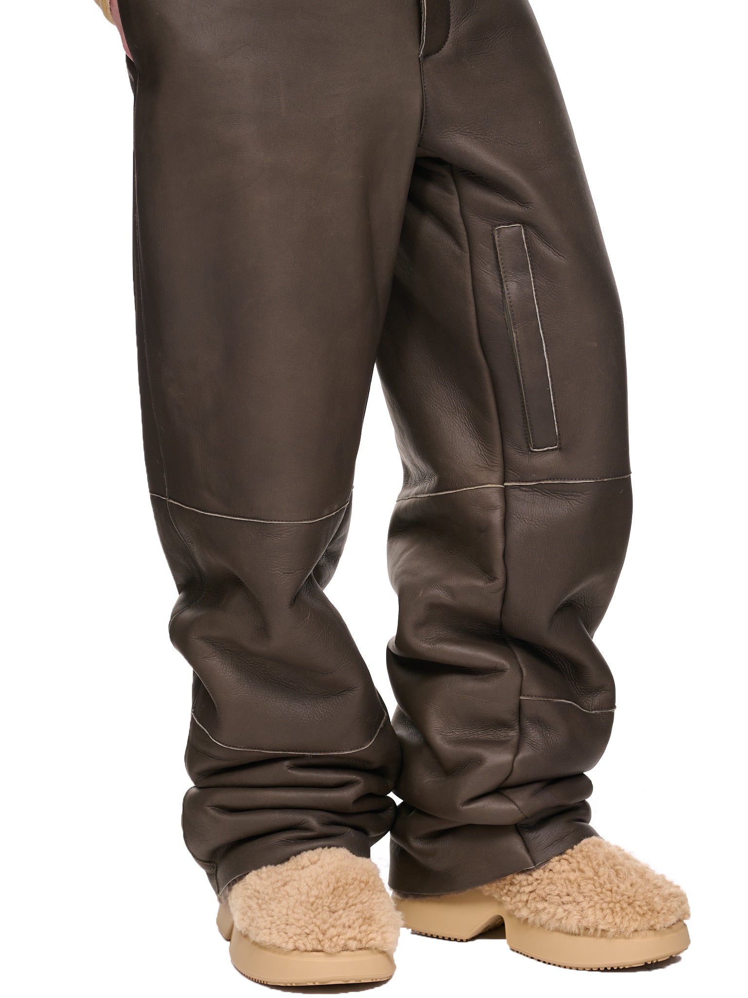 Le Pantalon En Cuir (226PA030-1110-DARK-KHAKI)