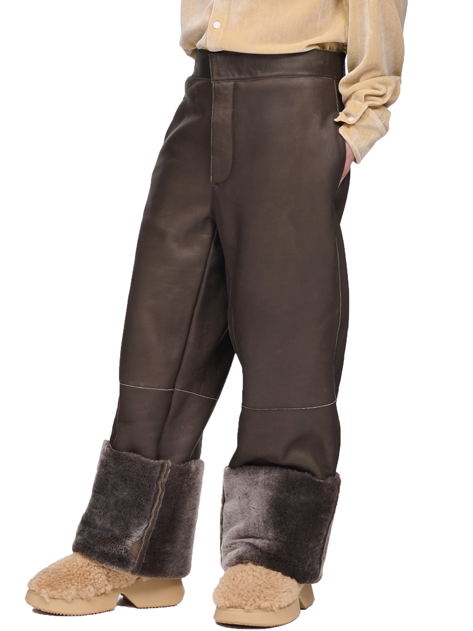 Le Pantalon En Cuir (226PA030-1110-DARK-KHAKI)