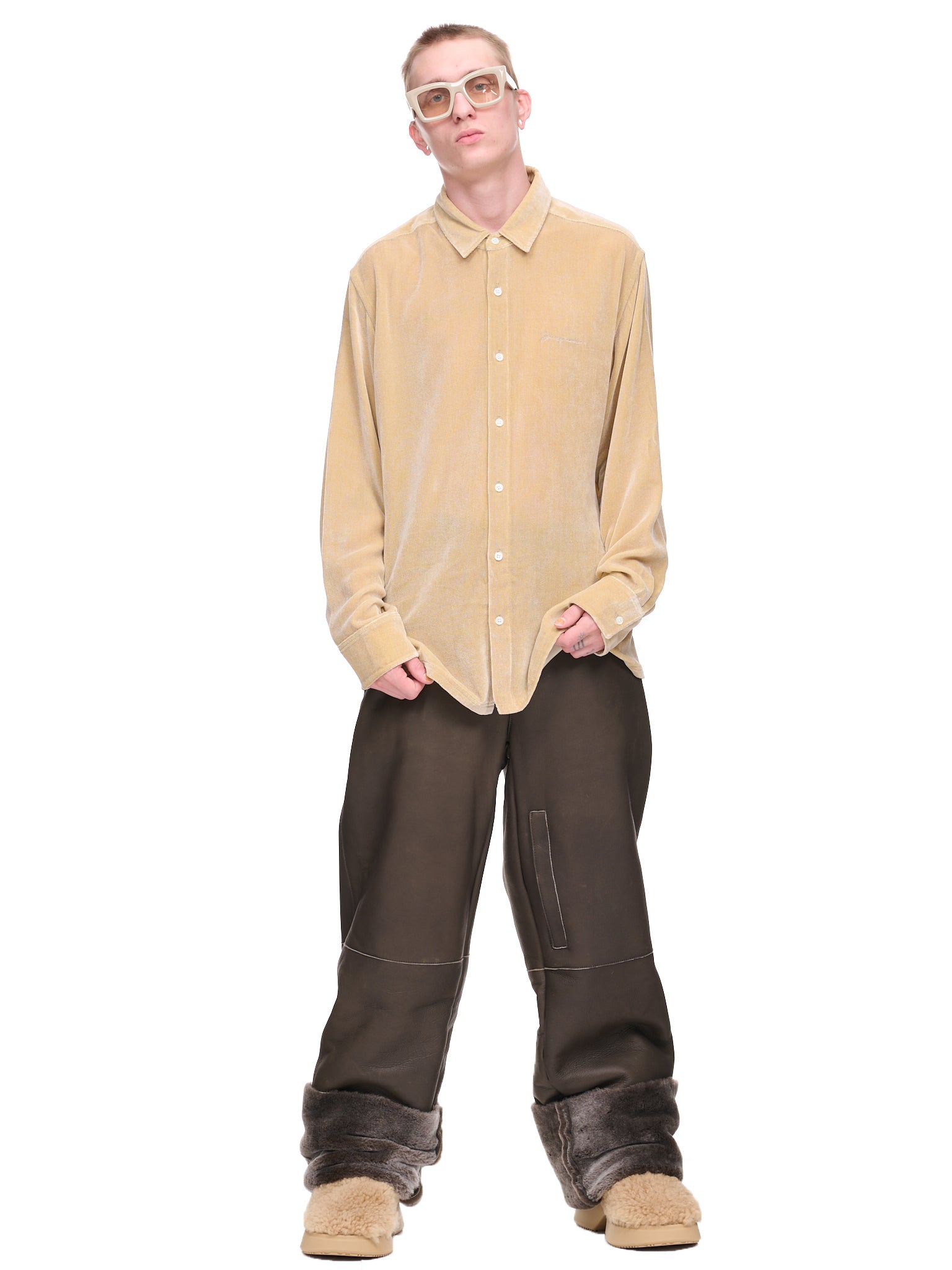 Le Pantalon En Cuir (226PA030-1110-DARK-KHAKI)