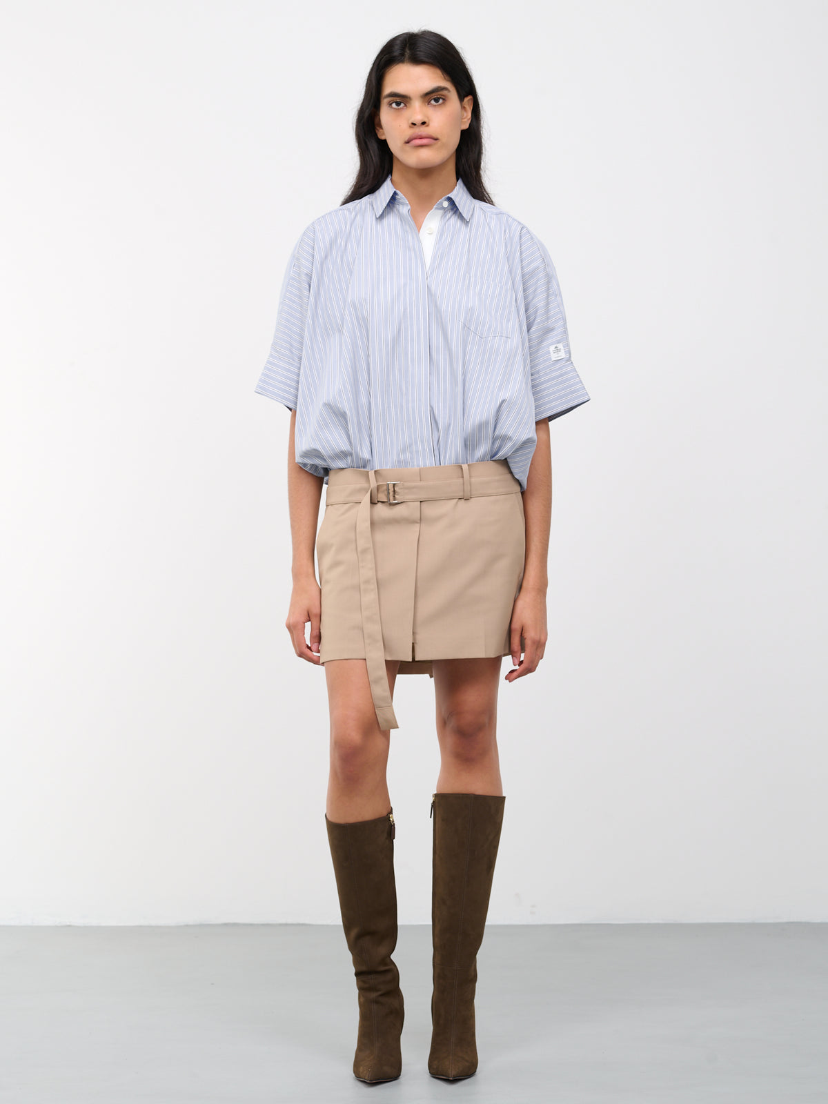 Shirt & Skirt Mini Dress (23-06525-458-LIGHT-BLUE-STRIPE)