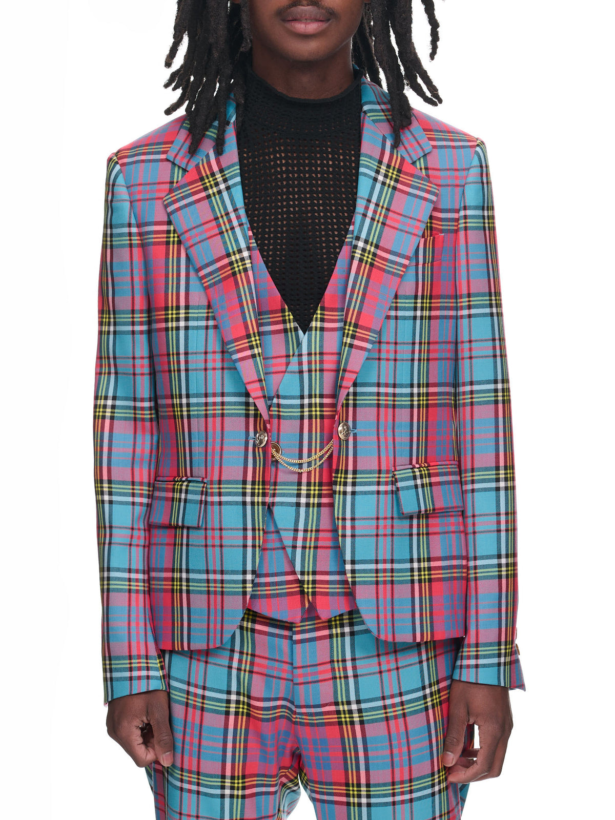 One Button Jacket (23010002-W00H6-LR-G201-PLAID)
