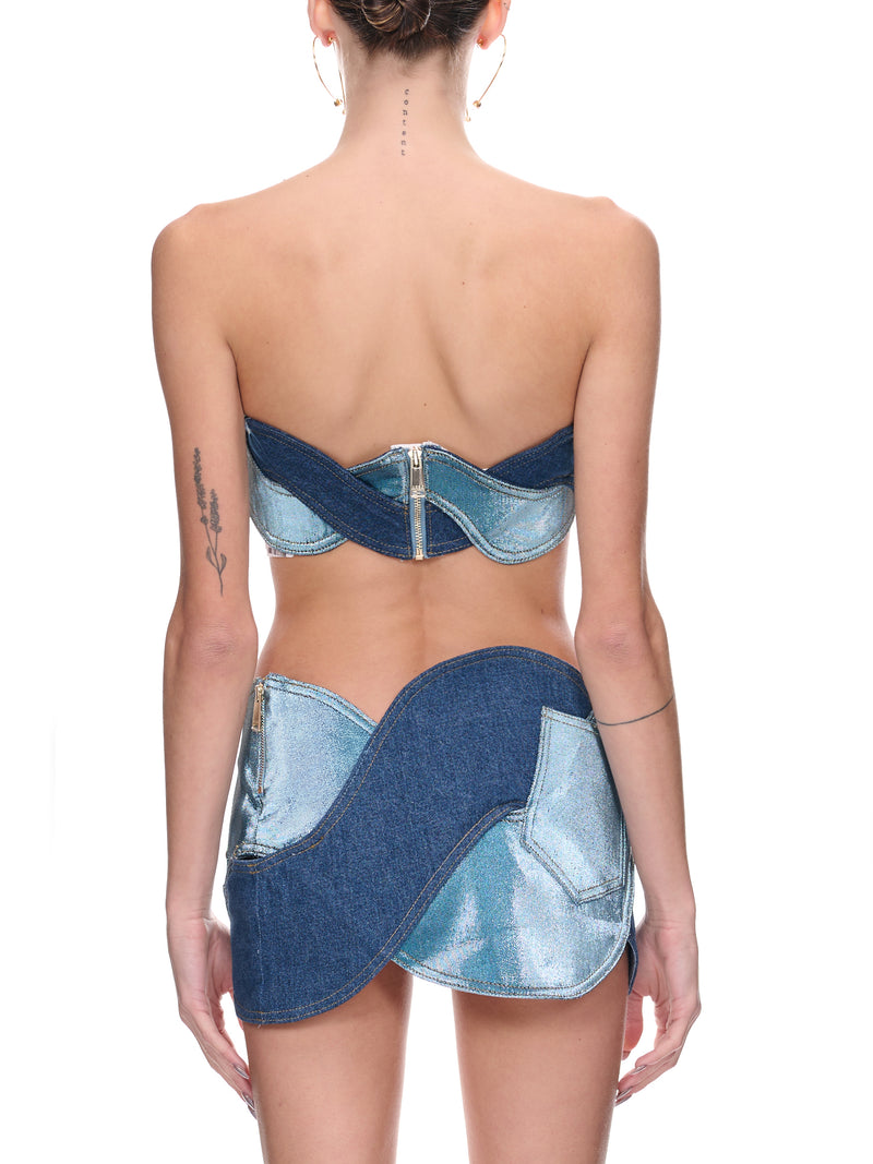 Denim Rope Bandeau Top (2301T02183-LIGHT-BLUE)