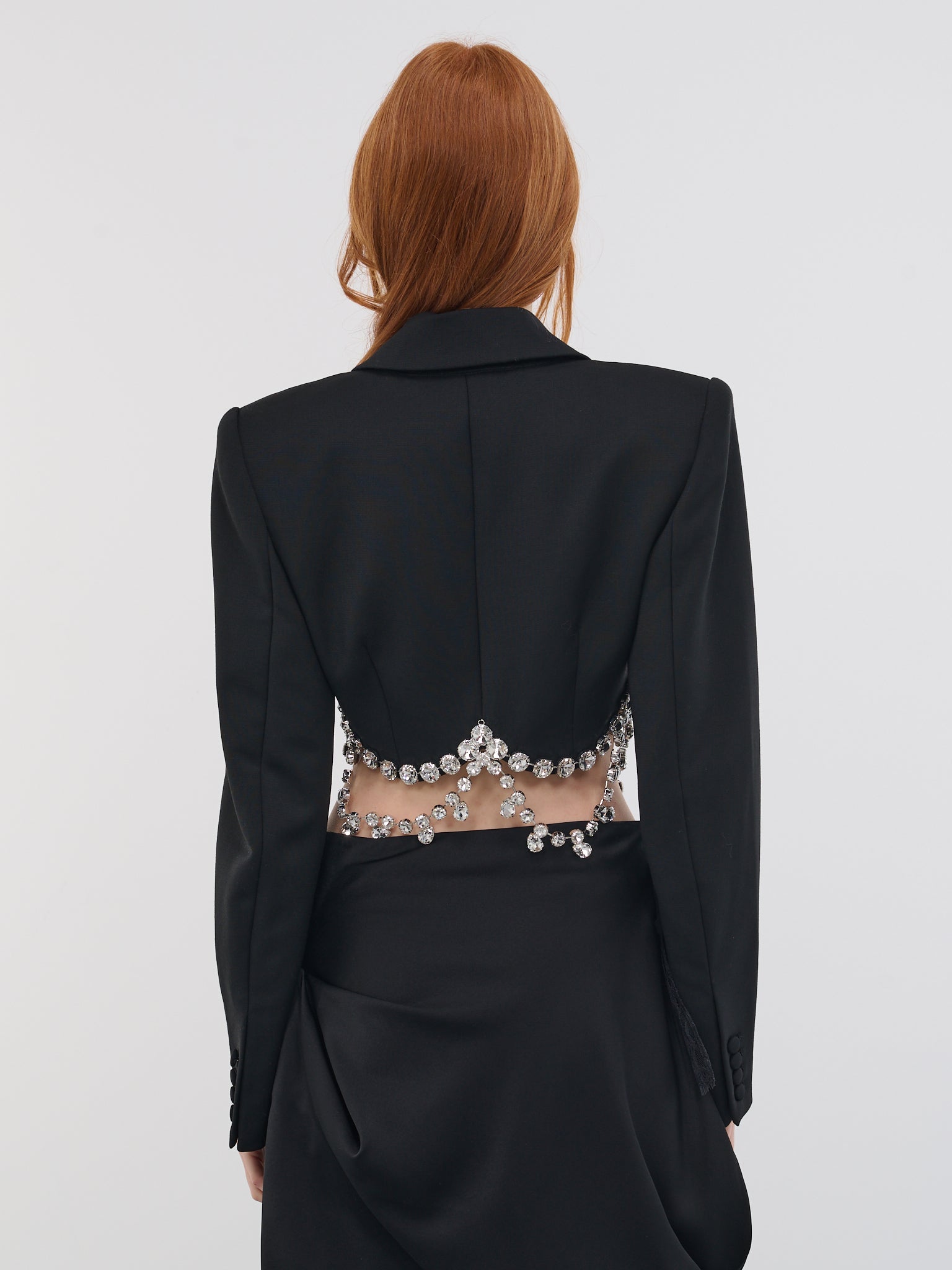 Draped Crystal Blazer (2302J58171-BLACK)