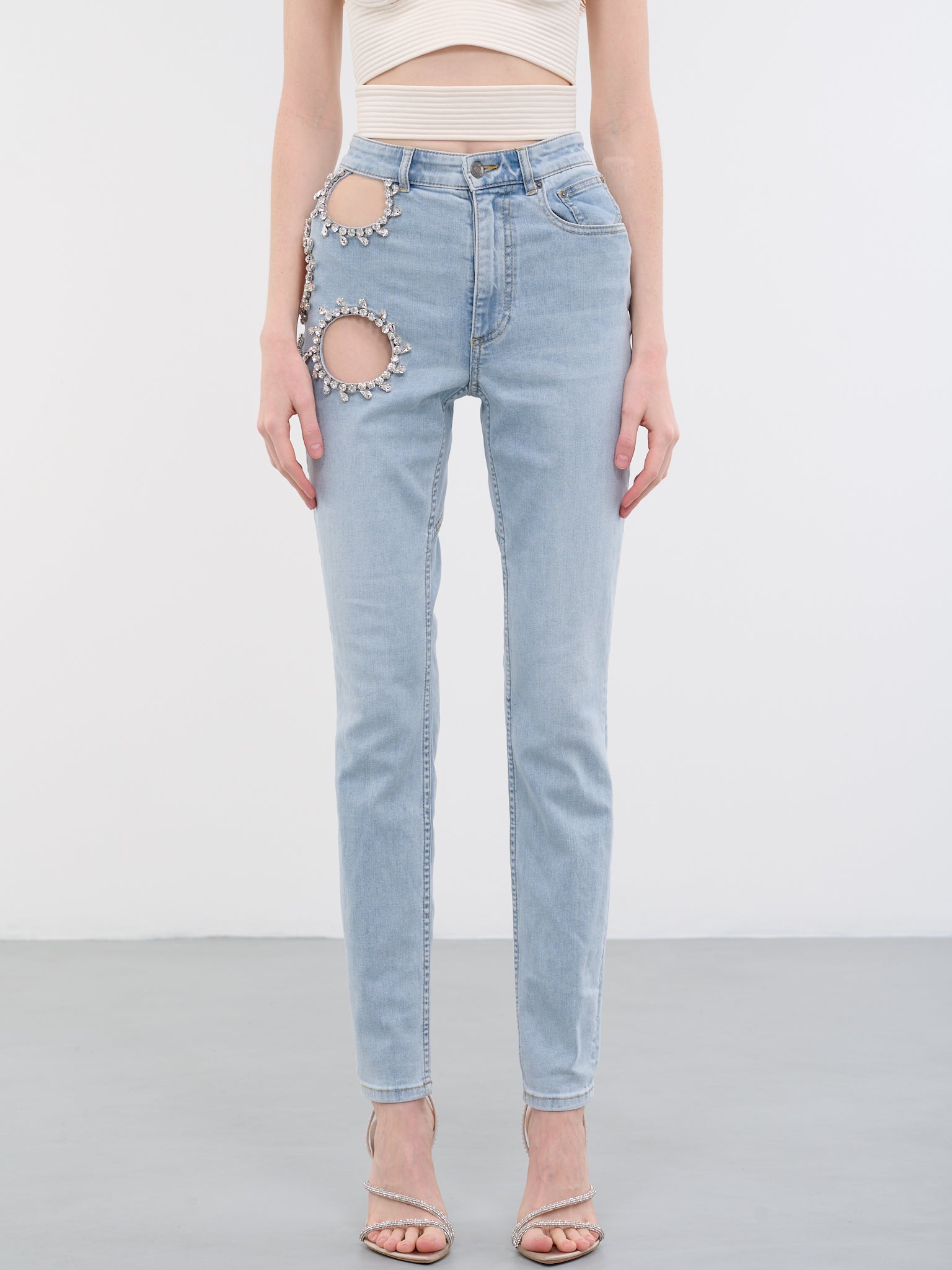 素敵な Crystal Grape Cut-Out Jeans (2302P44214-LIGHT-BLUE) 靴