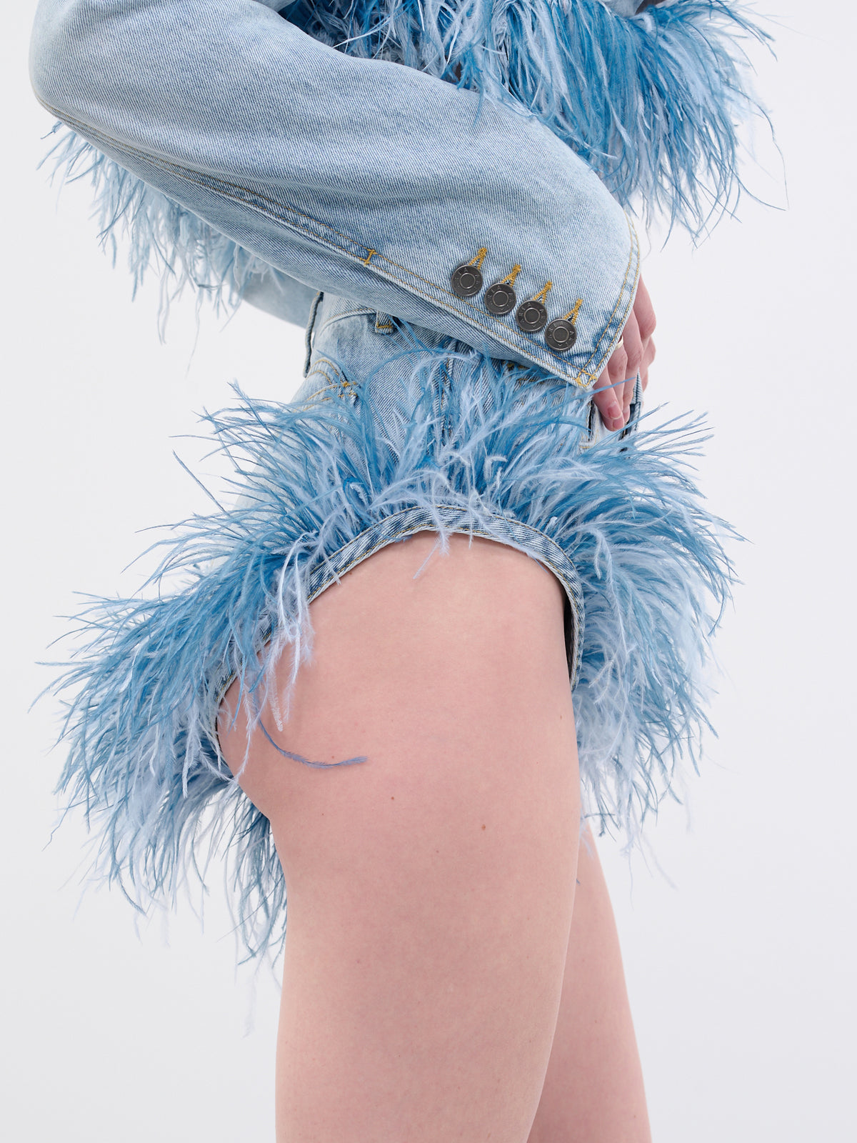 Feather Denim Hot Shorts (2302P51213-LIGHT-BLUE)