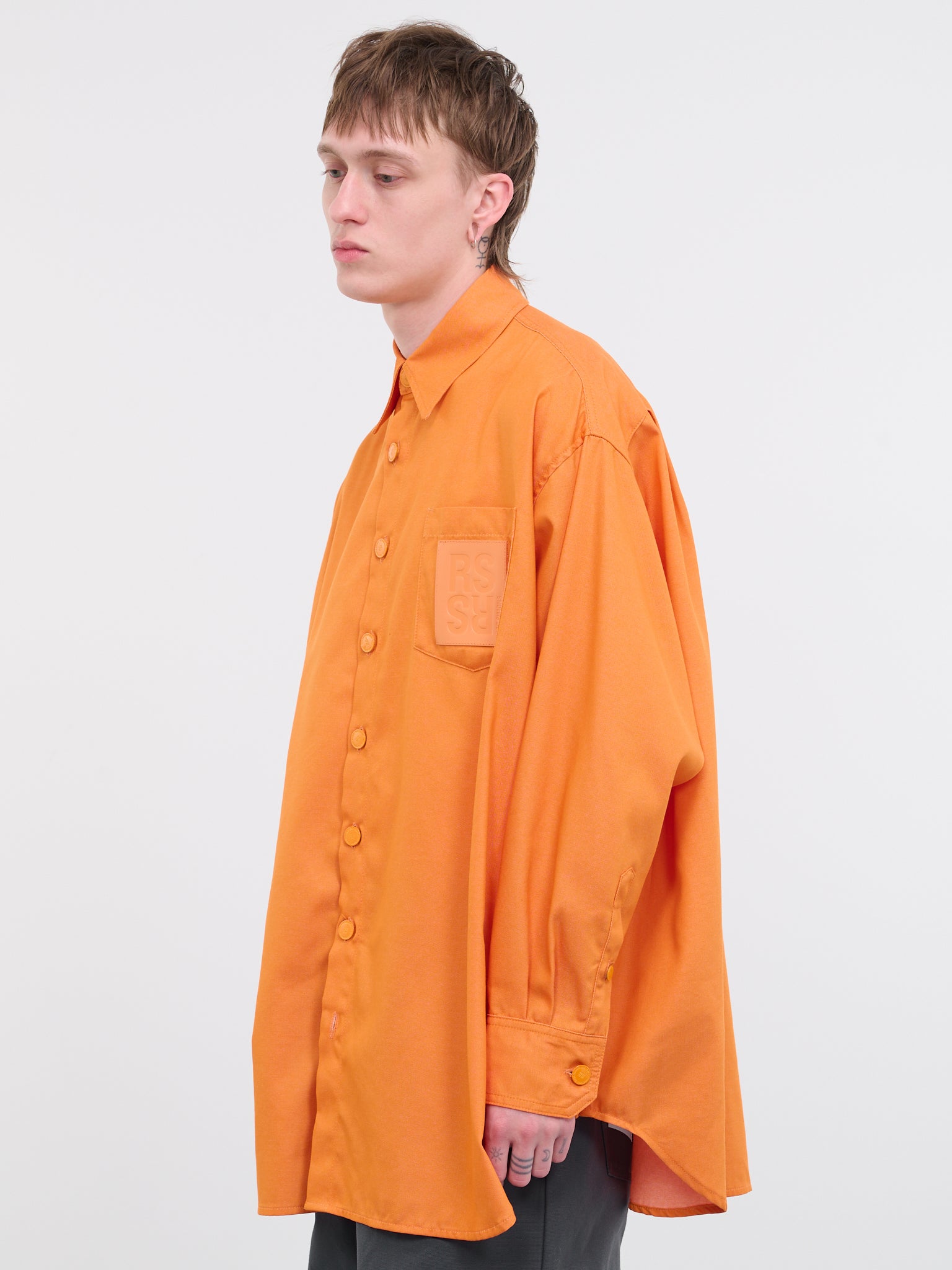 Oversized Denim Shirt (231-M243-15001-ORANGE)