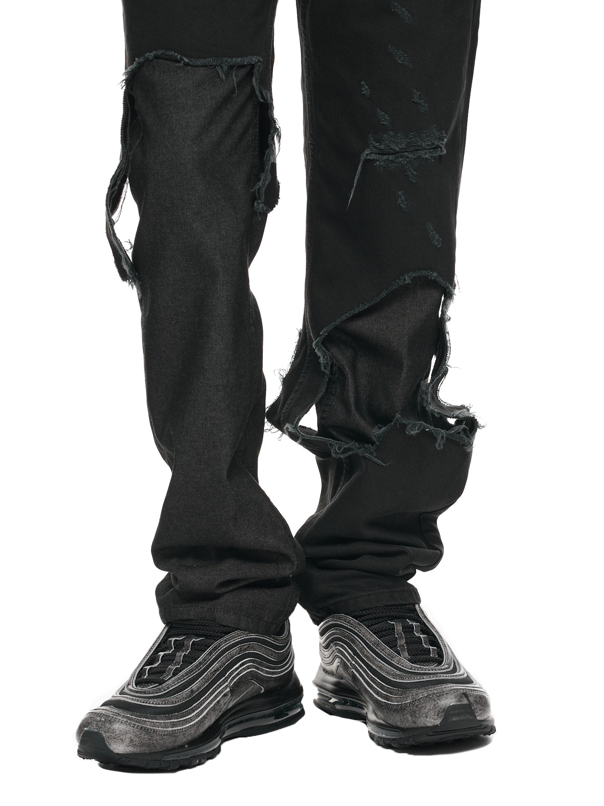 Destroyed Double Denim Pants (231-M311-10032-9999-BLACK-BLAC)