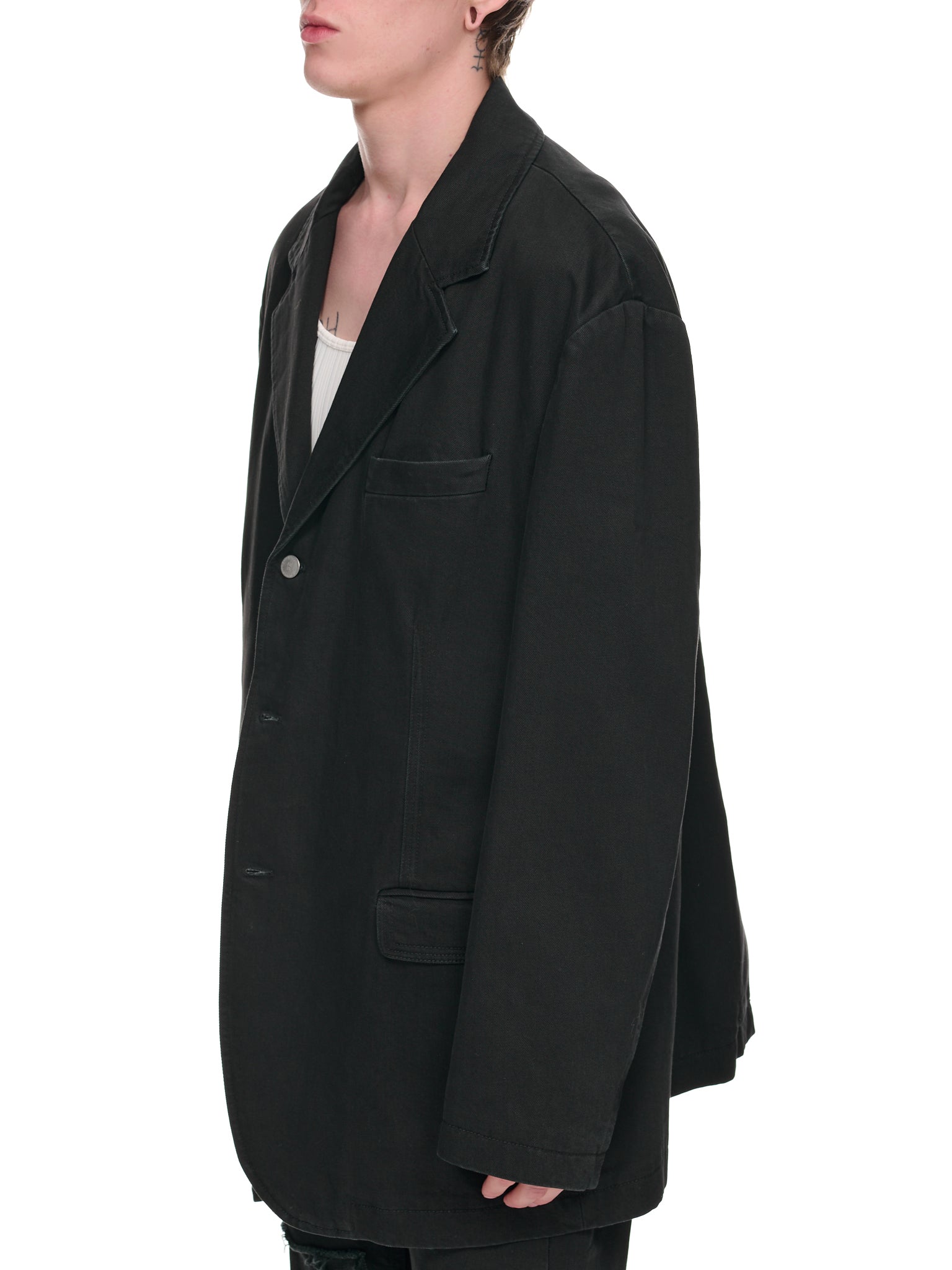 Washed Denim Blazer (231-M544A-10032-0099-BLACK)