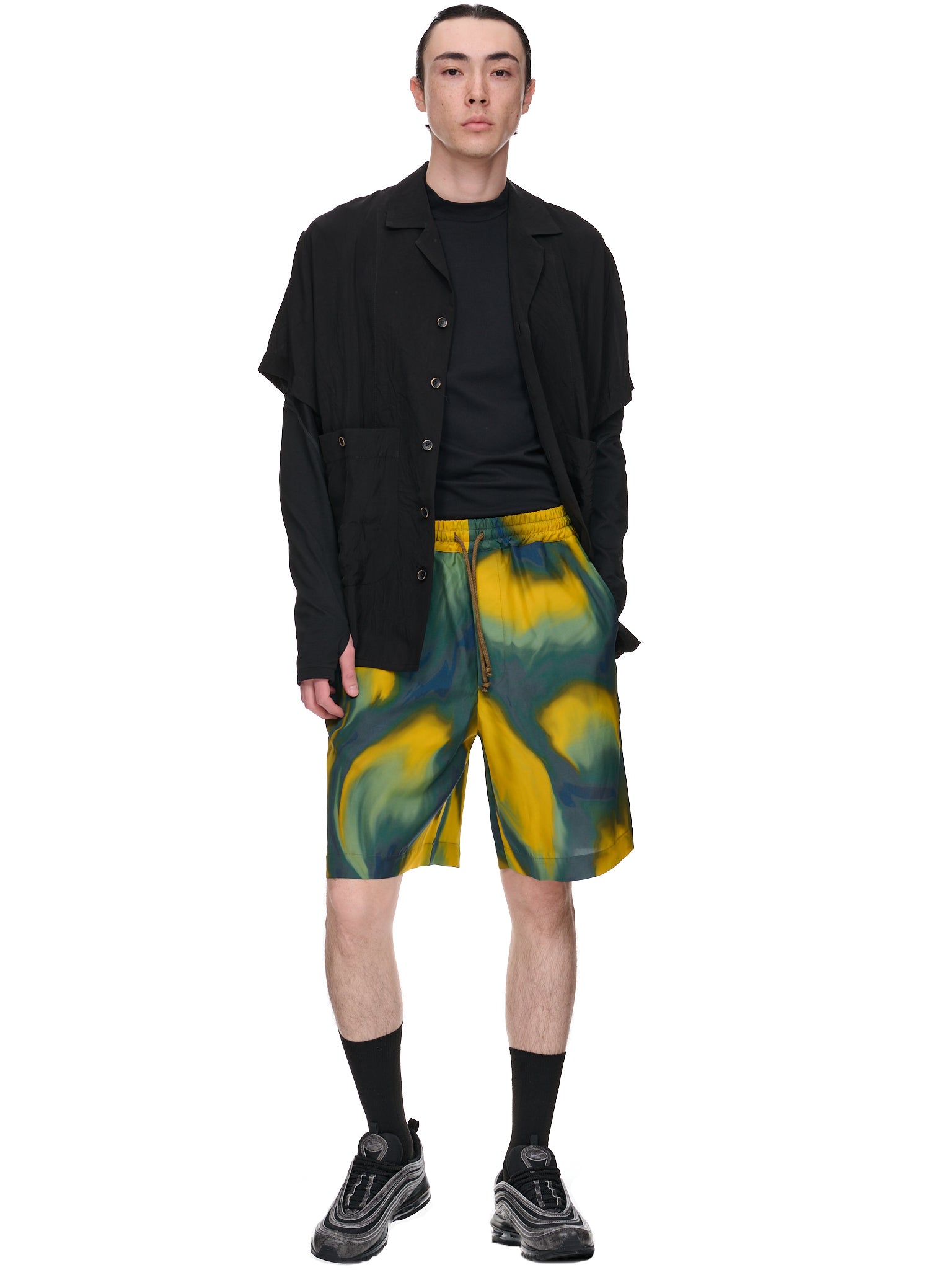 SONG FOR THE MUTE Printed Elasticated Shorts | H. Lorenzo - styled 