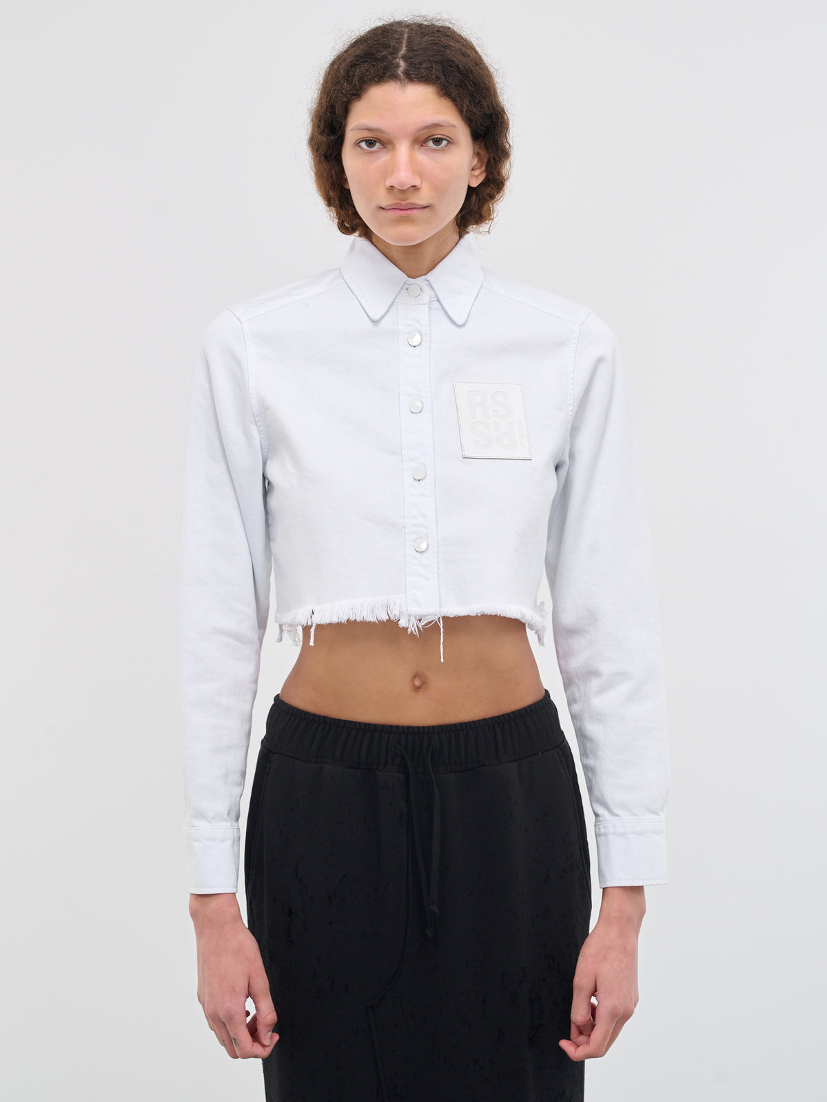 Cropped Denim Shirt (231-W248-10032-WHITE)