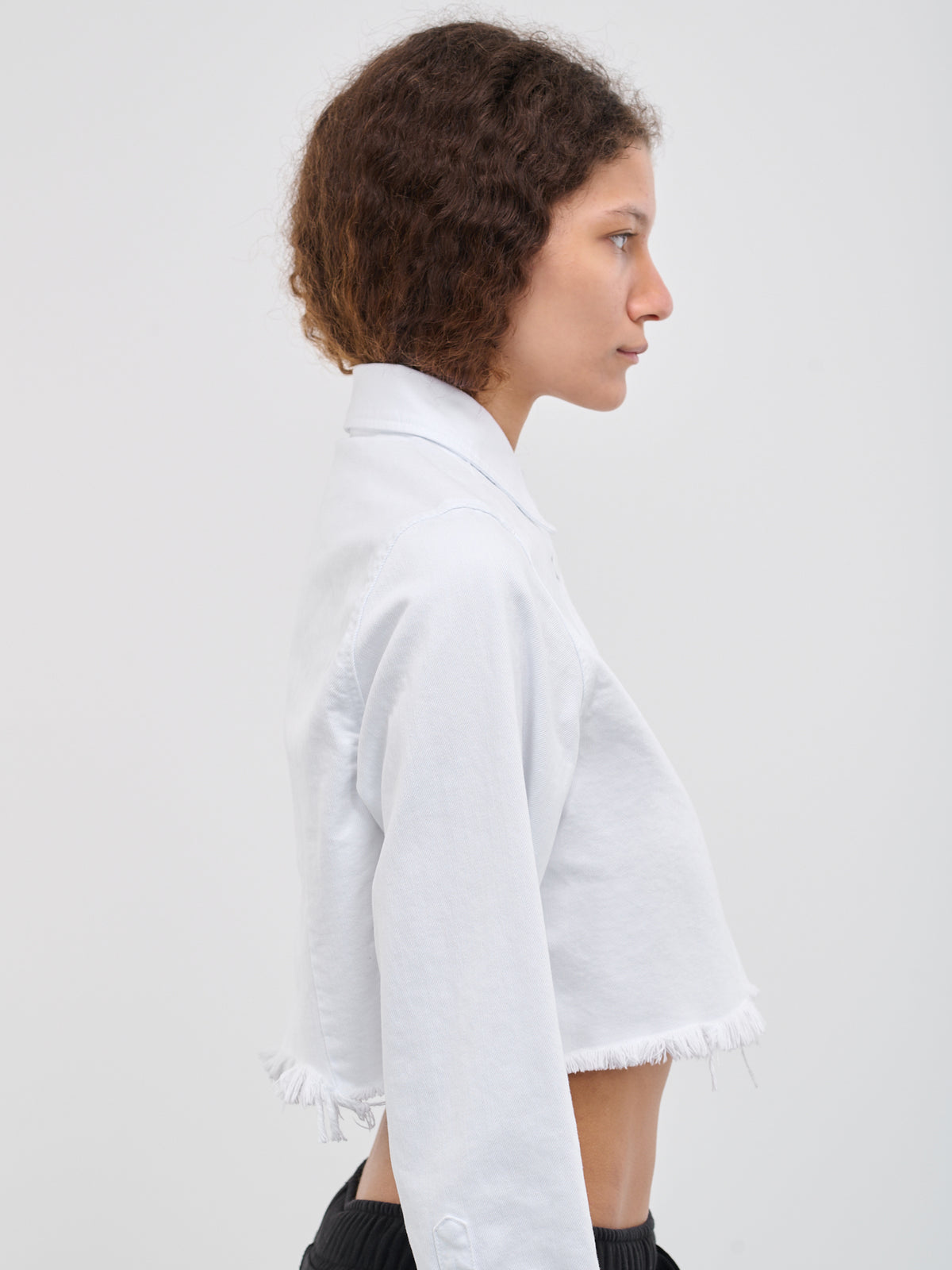 Cropped Denim Shirt (231-W248-10032-WHITE)