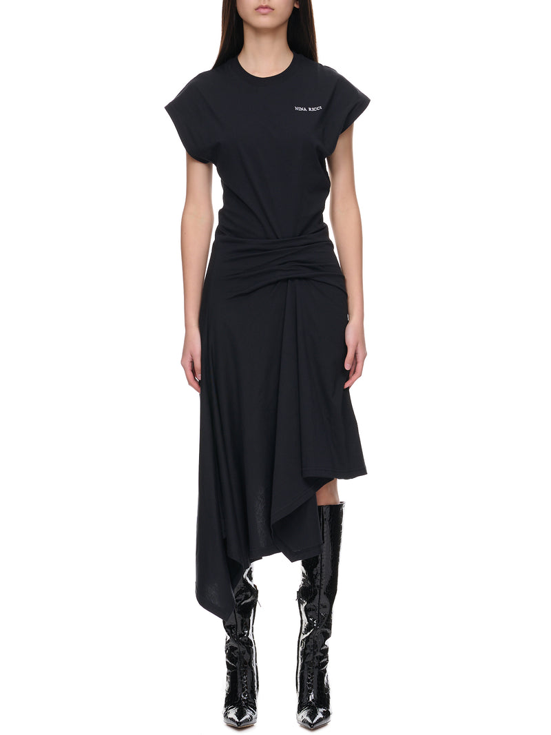 Gathered Dress (23PJRO002CO1031-BLACK)