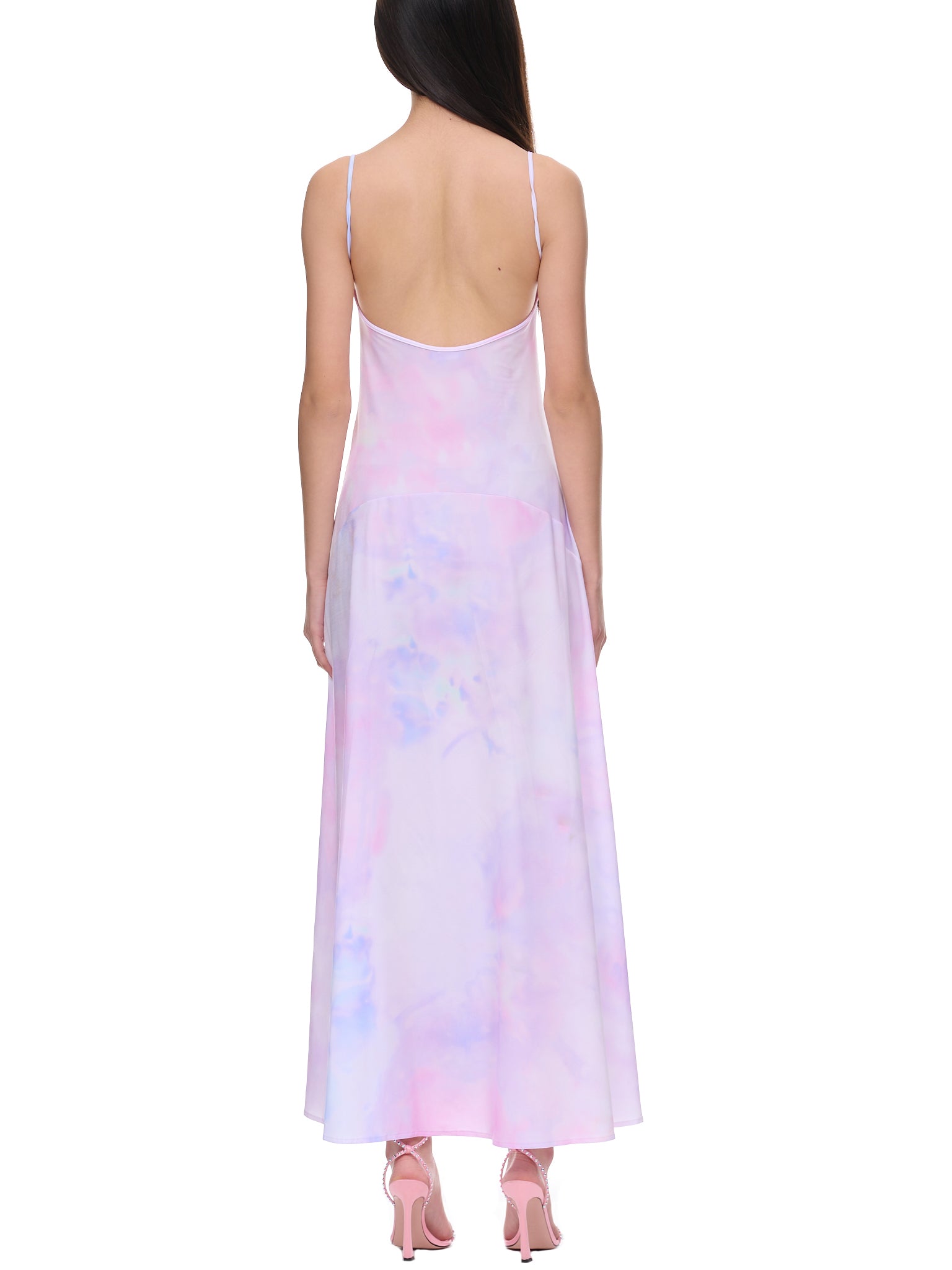 pink tie dye slip dress Silk Wrap Slip Maxi Dress