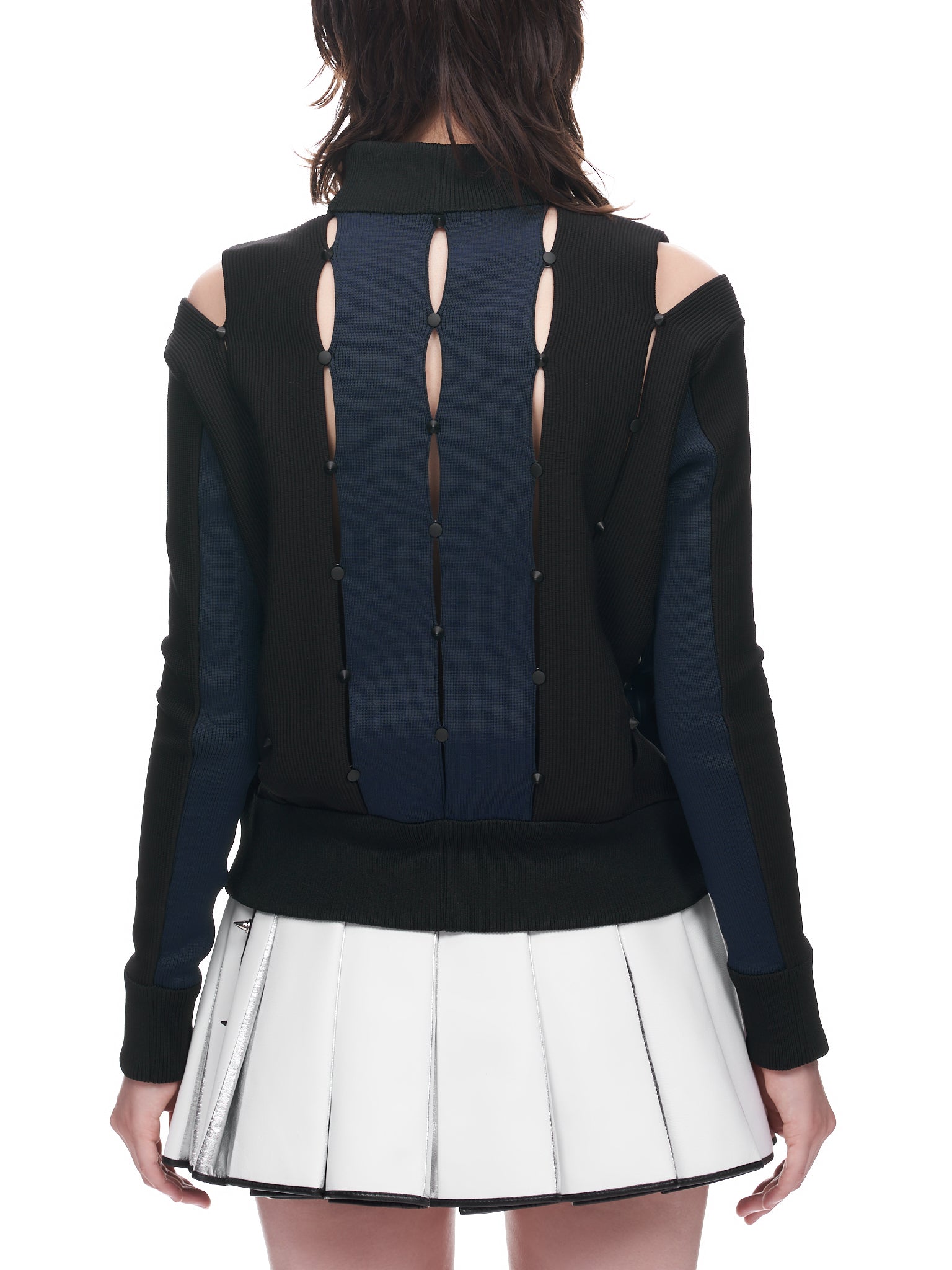 Slashed Button Sweater (23WH04-BLACK-NAVY)