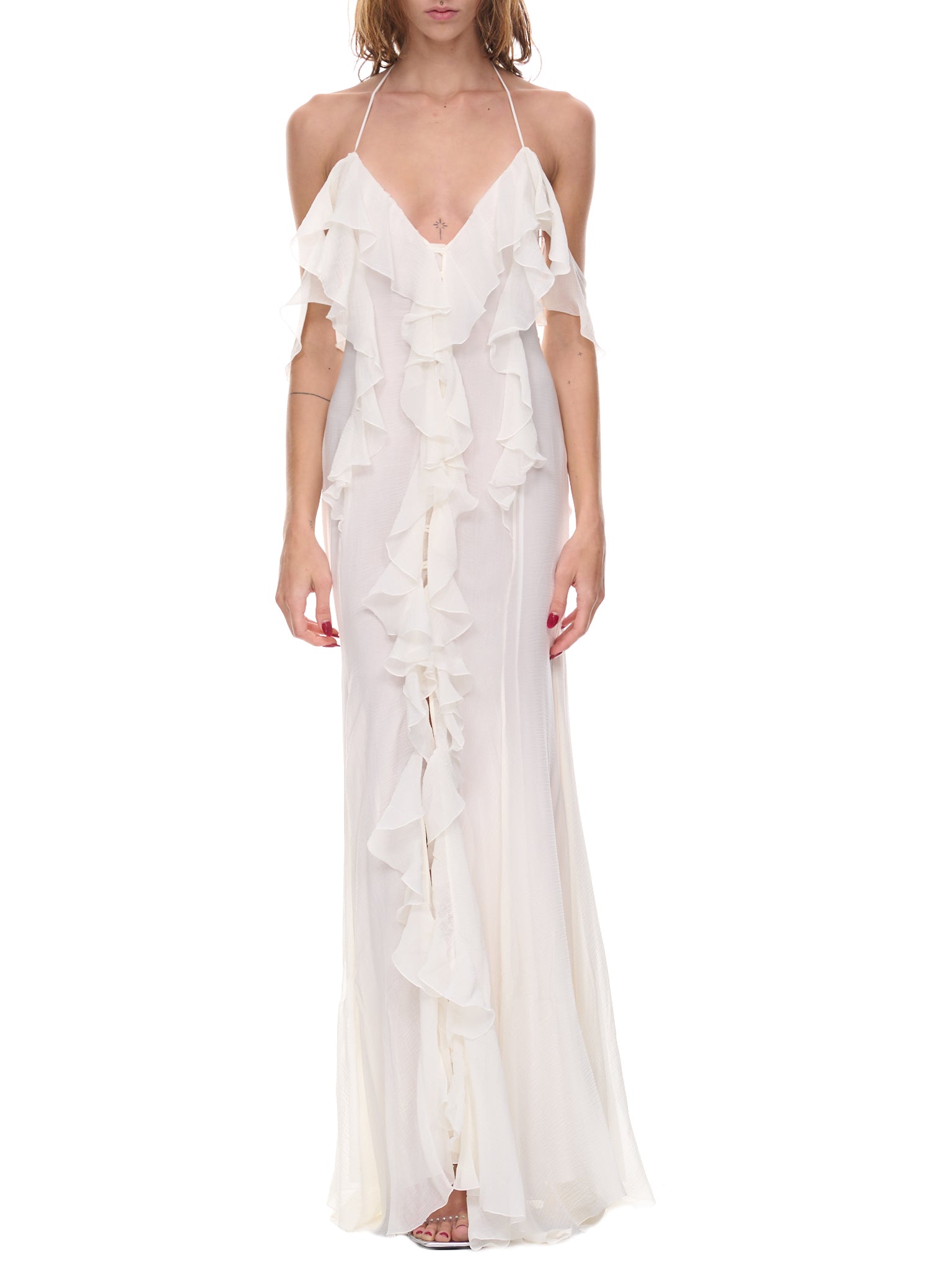 Ruffle Dress (2A306A-WHITE)