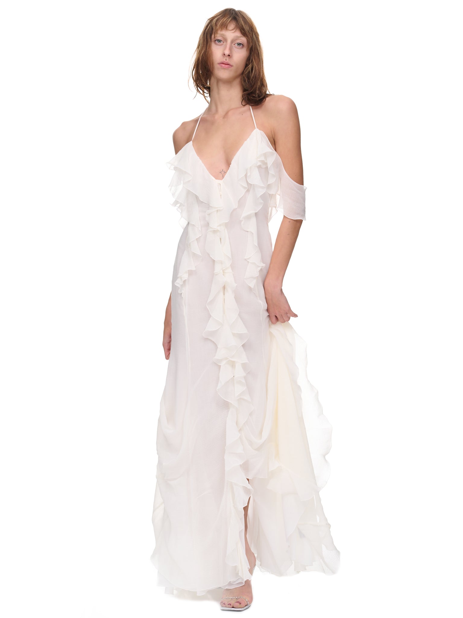 Ruffle Dress (2A306A-WHITE)