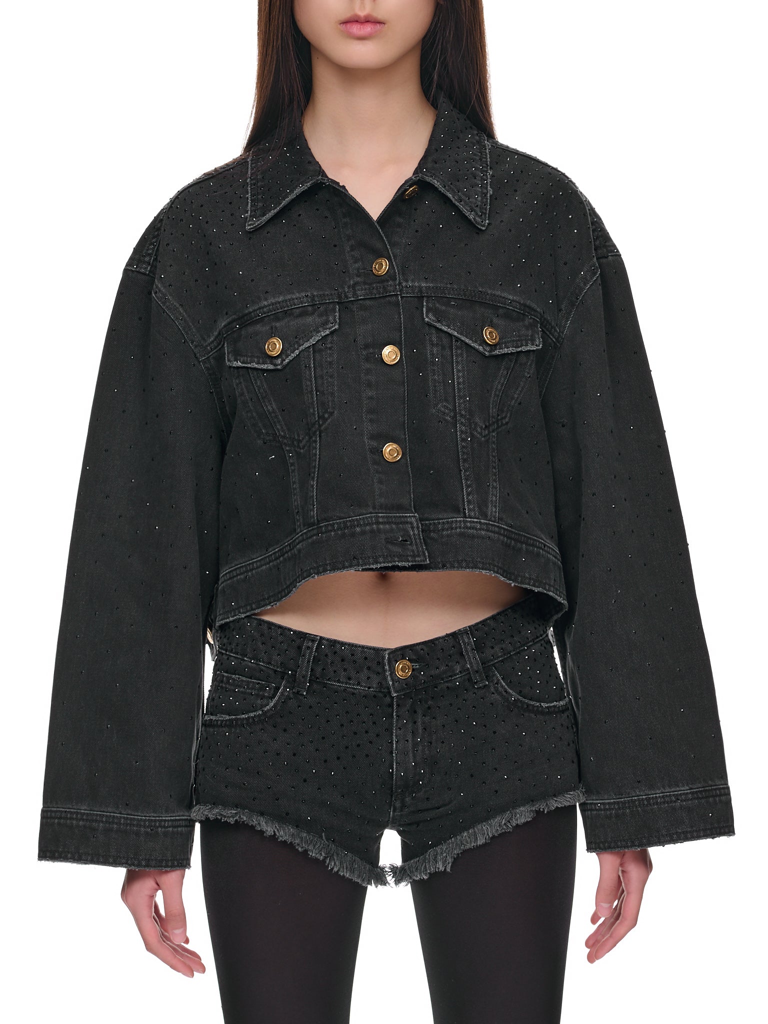 Strass Denim Jacket (2B061A-BLACK)