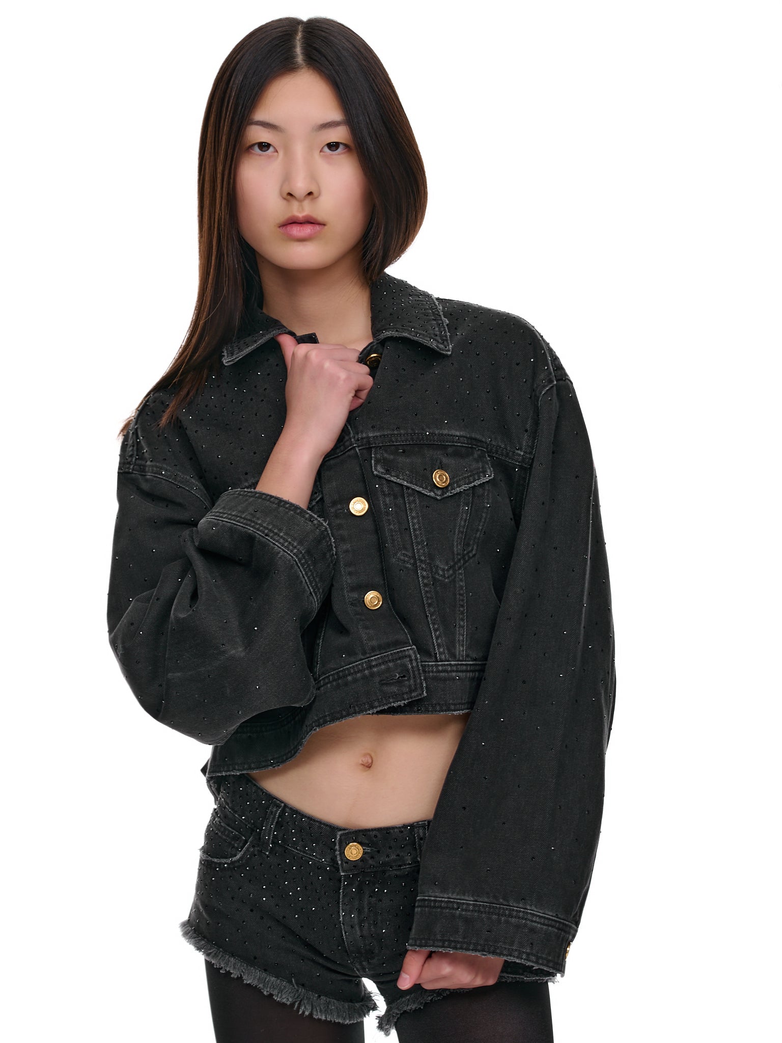 Strass Denim Jacket (2B061A-BLACK)