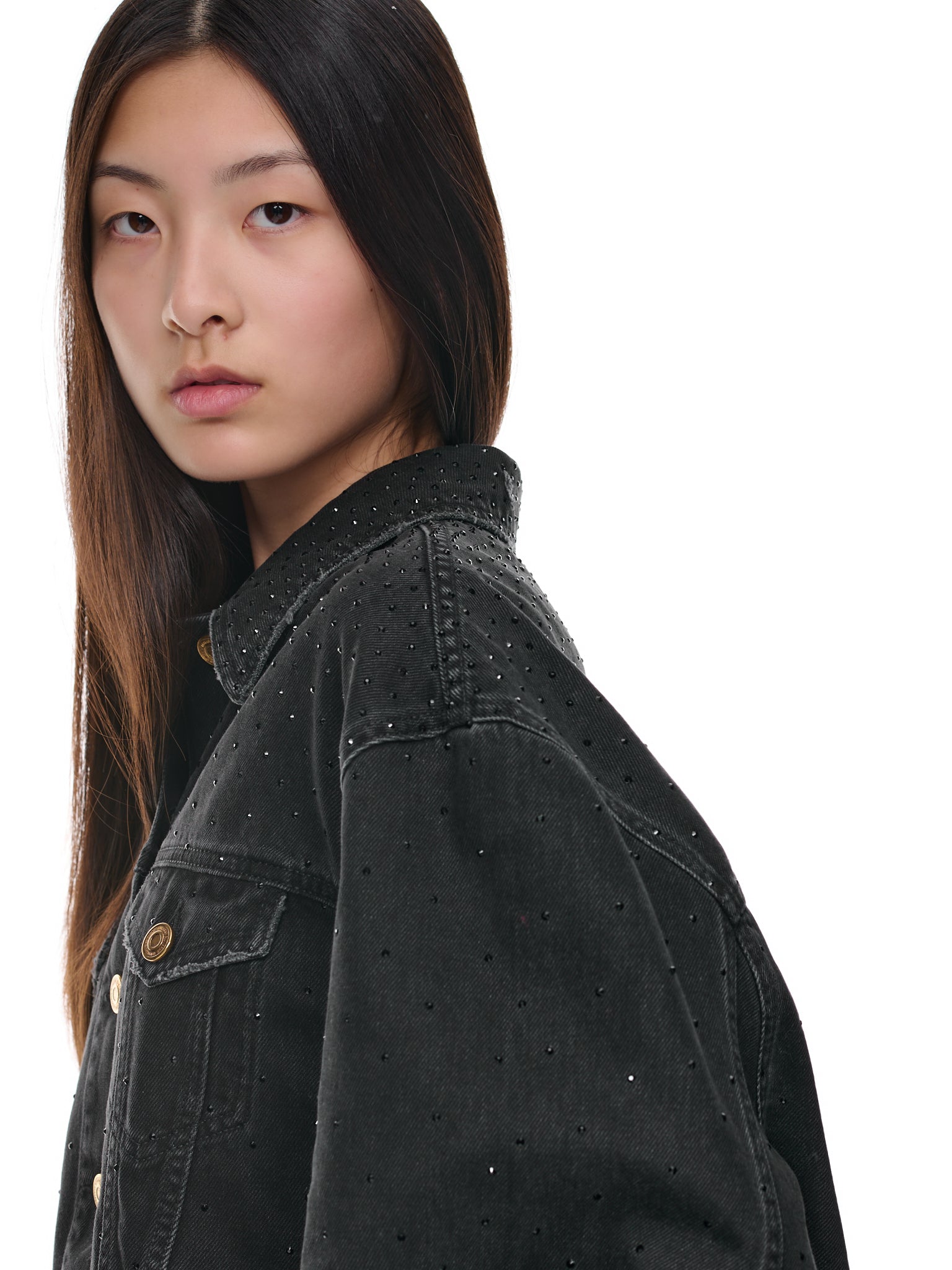 Strass Denim Jacket (2B061A-BLACK)