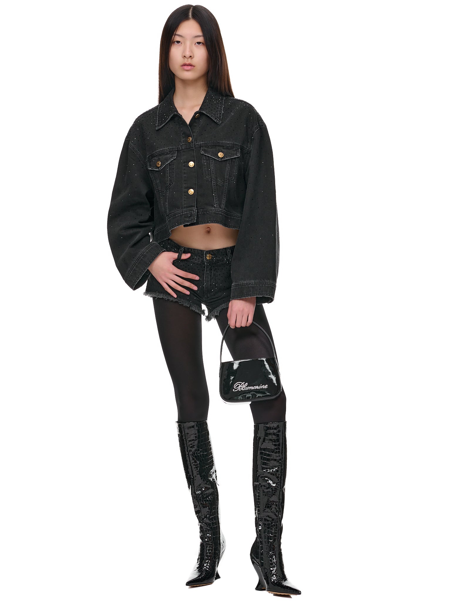 Strass Denim Jacket (2B061A-BLACK)