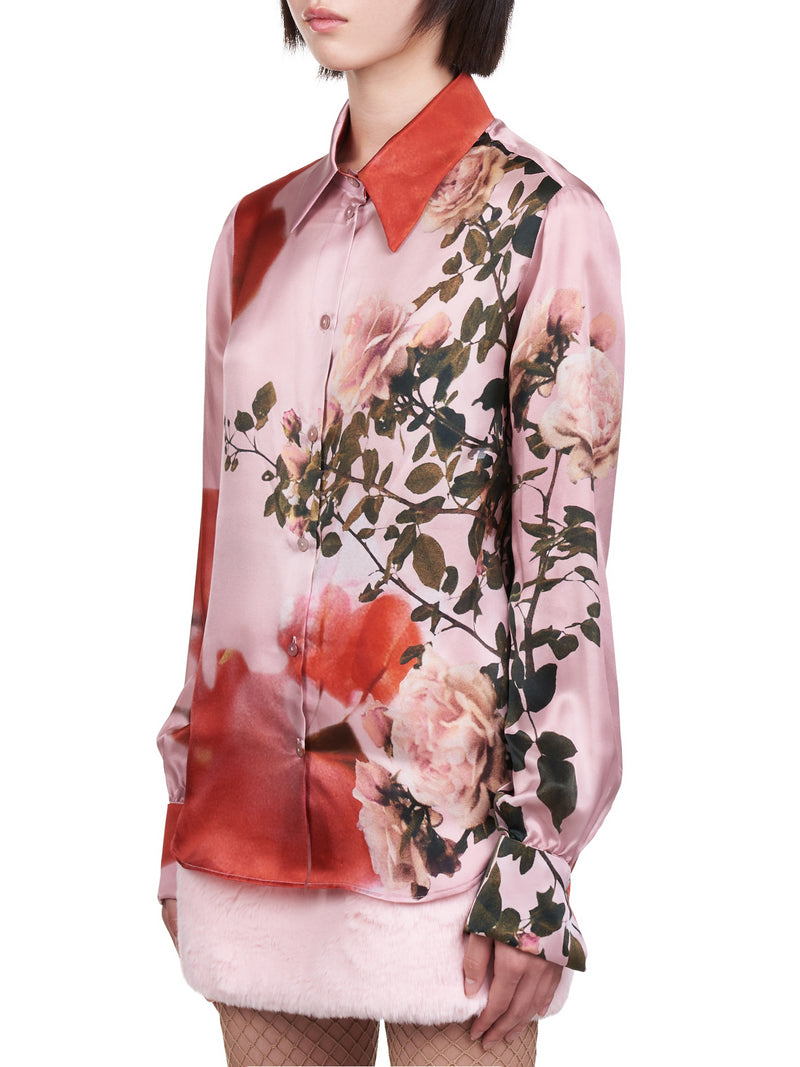 Silk Rose Print Shirt (2C03A-146-PINK)